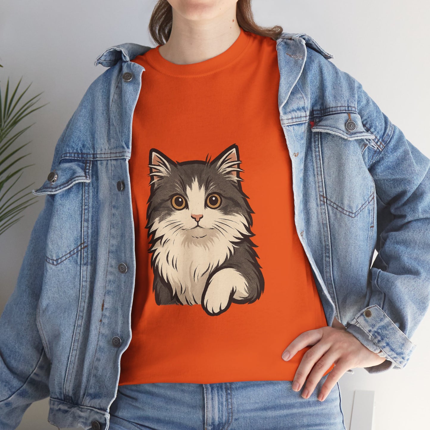 Cute Cat Unisex Heavy Cotton Tee, Animal Lover Gift, Pet Owner Shirt, Cat Lover Apparel, Animal Themed Tee, Casual Everyday Wear