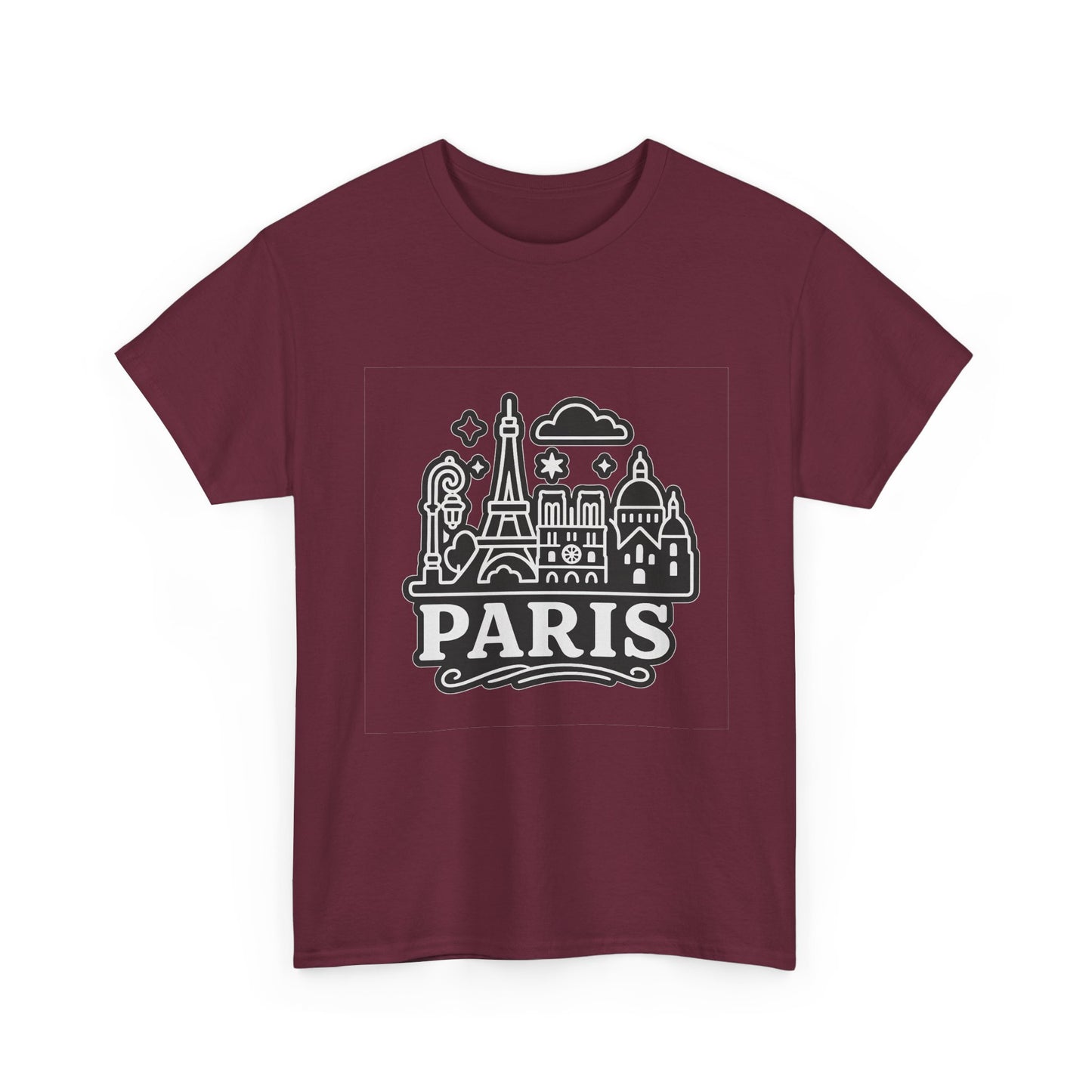 Paris-Themed Unisex Heavy Cotton Tee | Travel Gift, Casual Wear, Souvenir Shirt, Vacation Apparel, Paris Lover's Tee