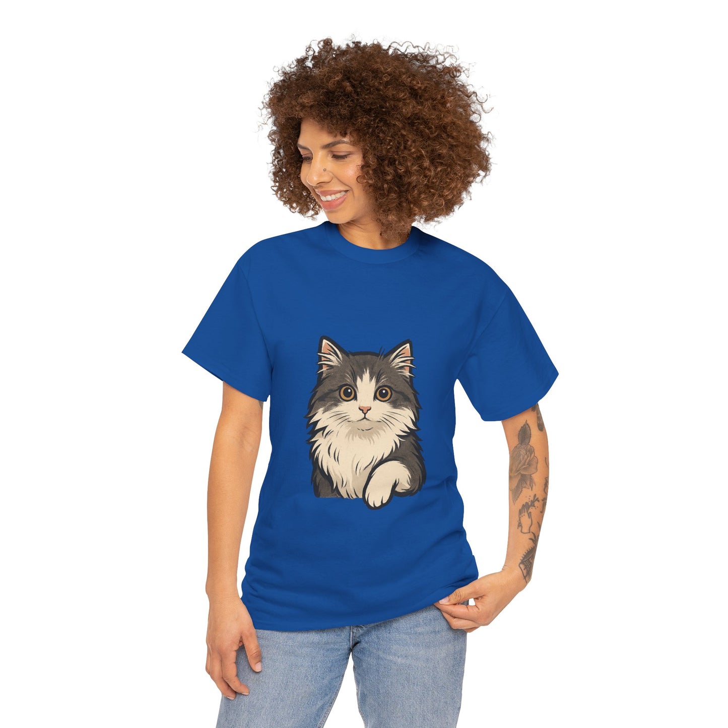 Cute Cat Unisex Heavy Cotton Tee, Animal Lover Gift, Pet Owner Shirt, Cat Lover Apparel, Animal Themed Tee, Casual Everyday Wear