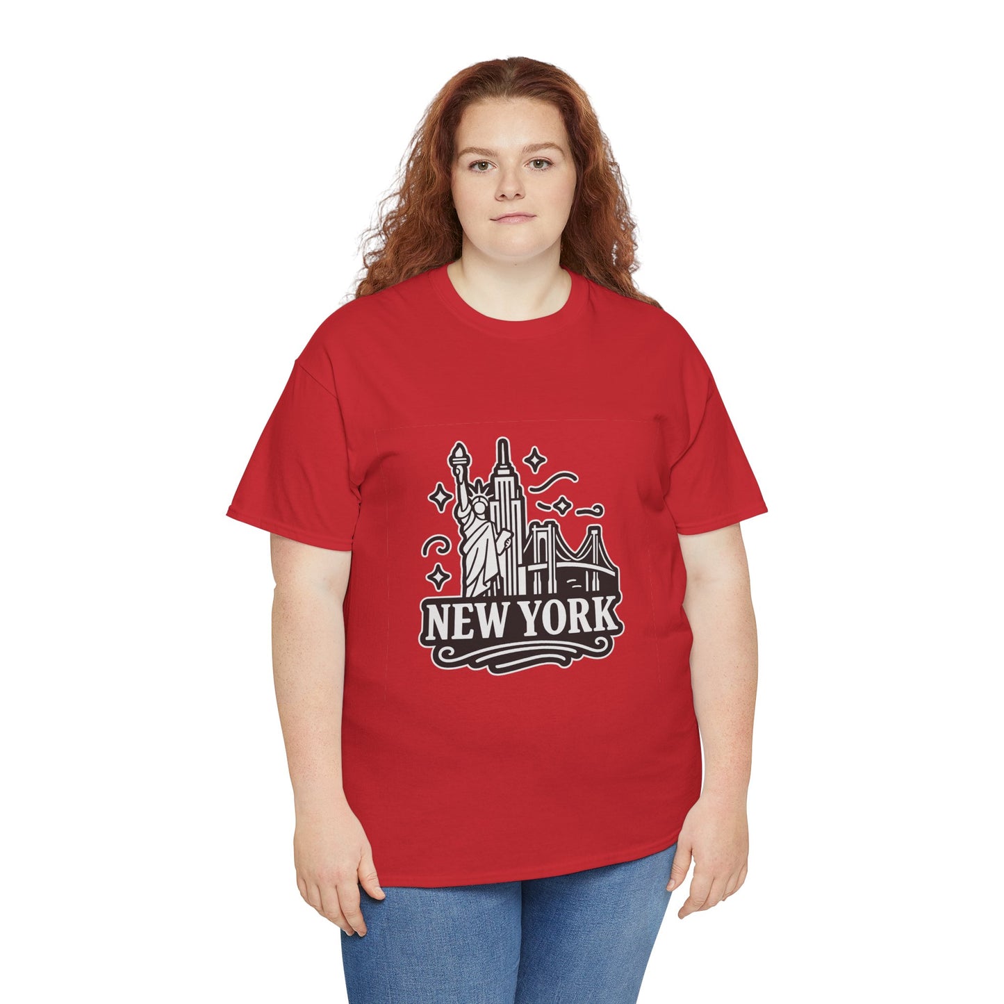 New York Skyline Unisex Heavy Cotton Tee, NYC T-Shirt, Travel Souvenir Shirt, Gift for New Yorkers, Cityscape Apparel