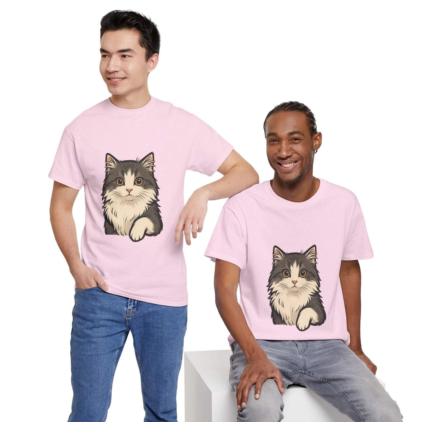 Cute Cat Unisex Heavy Cotton Tee, Animal Lover Gift, Pet Owner Shirt, Cat Lover Apparel, Animal Themed Tee, Casual Everyday Wear