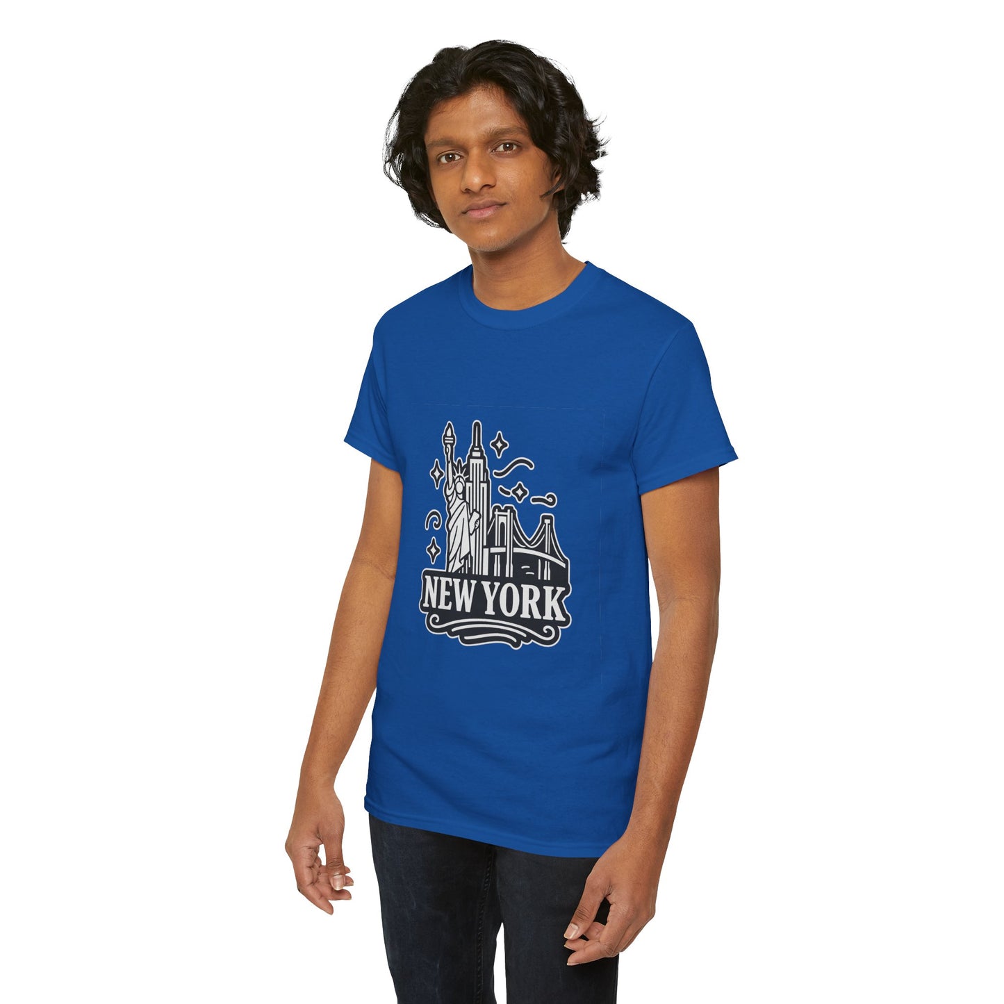 New York Skyline Unisex Heavy Cotton Tee, NYC T-Shirt, Travel Souvenir Shirt, Gift for New Yorkers, Cityscape Apparel