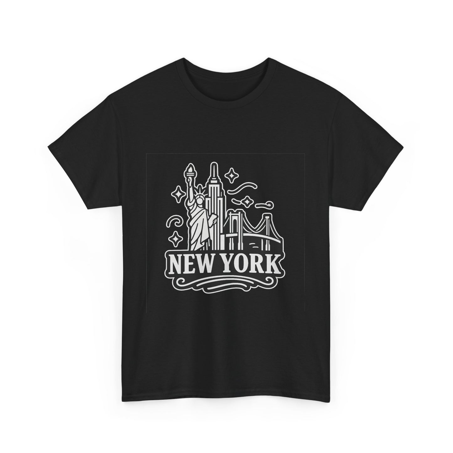 New York Skyline Unisex Heavy Cotton Tee, NYC T-Shirt, Travel Souvenir Shirt, Gift for New Yorkers, Cityscape Apparel