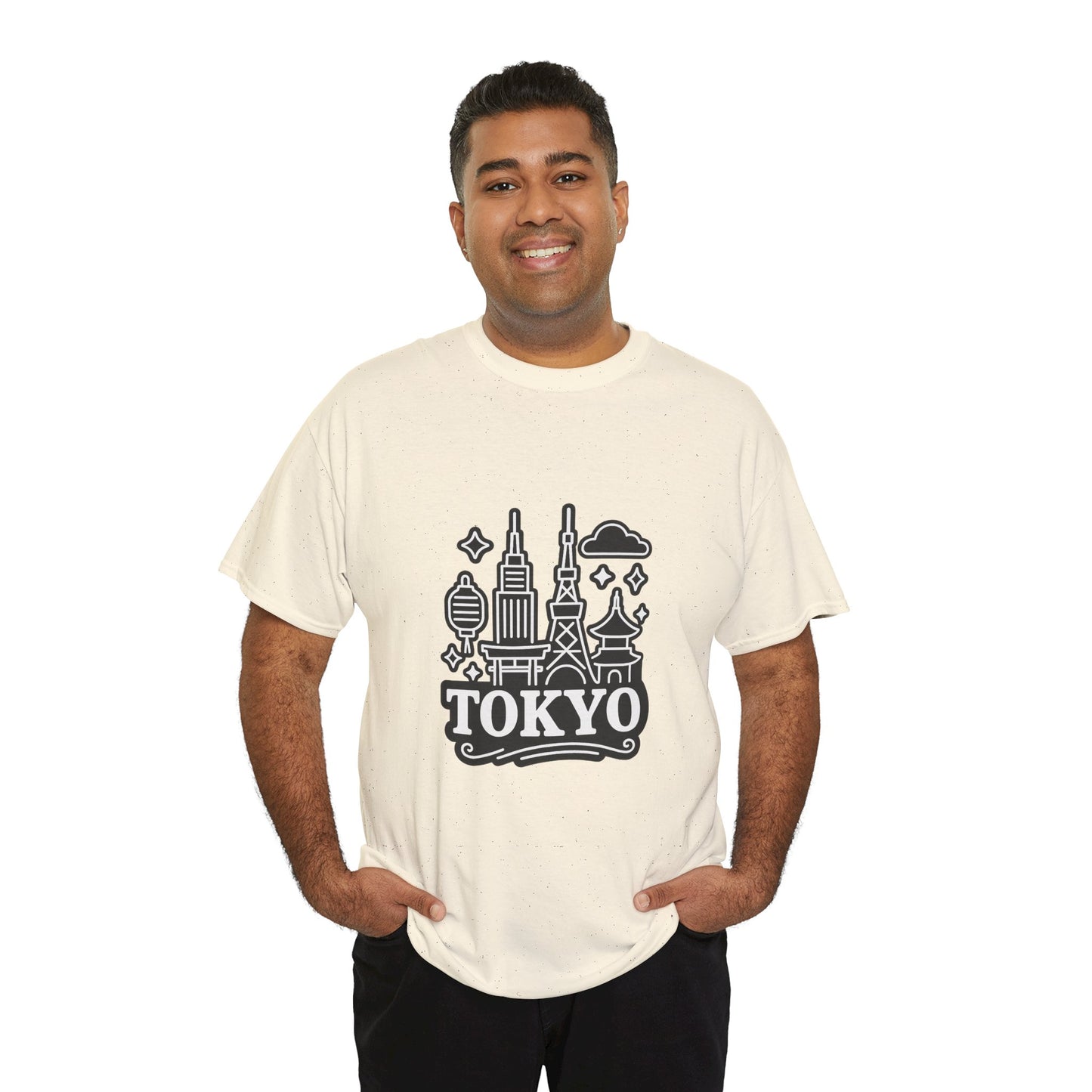 Tokyo Cityscape Unisex Heavy Cotton Tee, Graphic Tee, Travel T-Shirt, Urban Outfit, Gift for Travelers, Tokyo Lover Apparel
