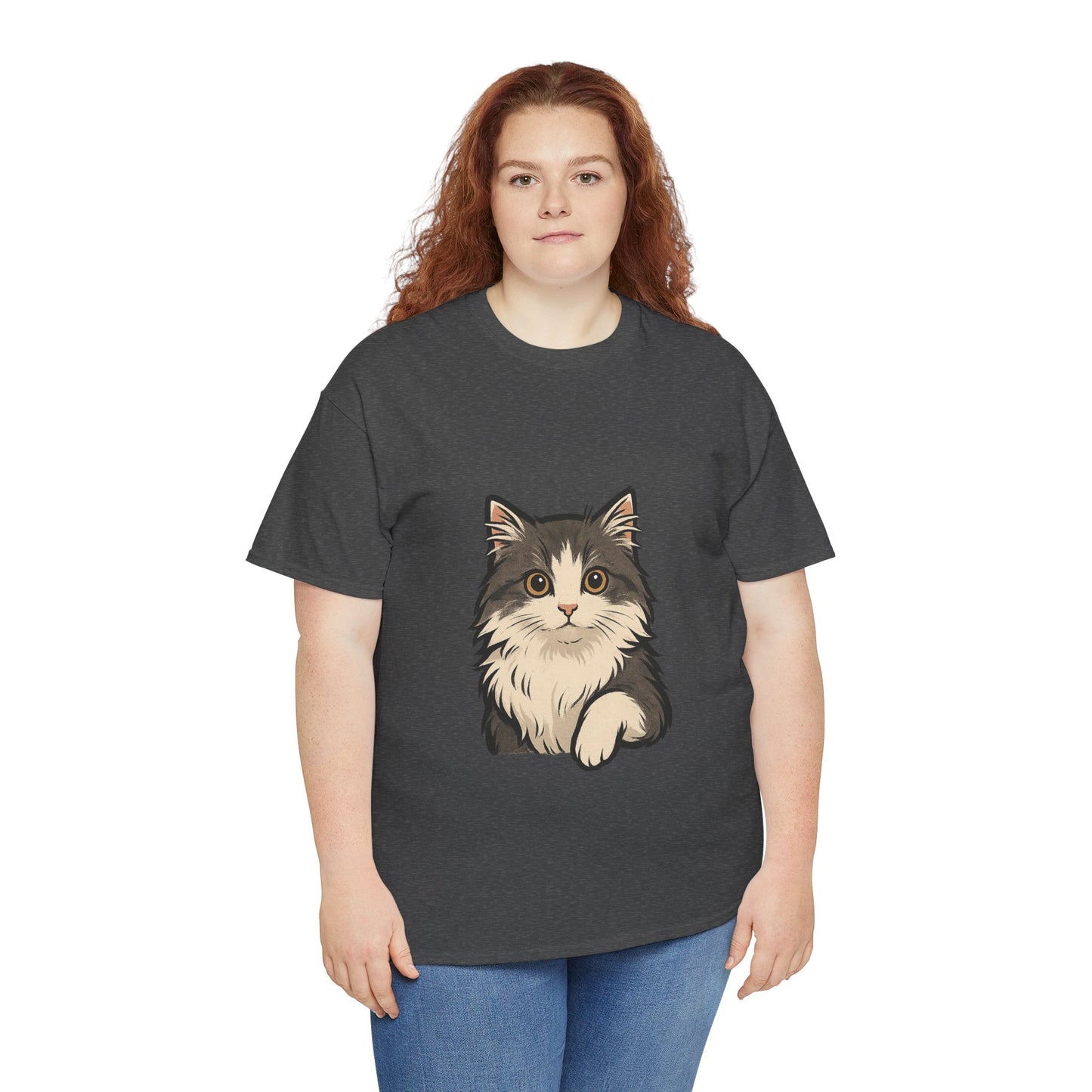 Cute Cat Unisex Heavy Cotton Tee, Animal Lover Gift, Pet Owner Shirt, Cat Lover Apparel, Animal Themed Tee, Casual Everyday Wear