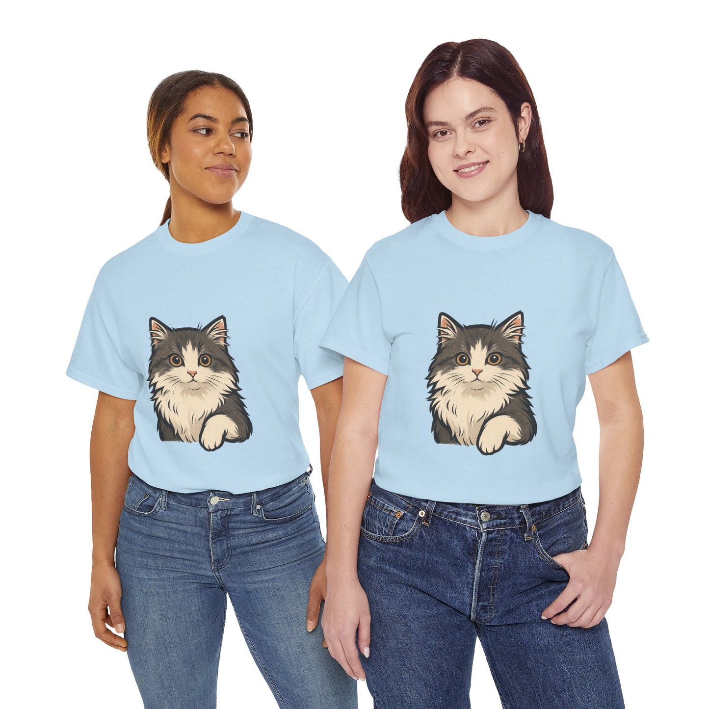 Cute Cat Unisex Heavy Cotton Tee, Animal Lover Gift, Pet Owner Shirt, Cat Lover Apparel, Animal Themed Tee, Casual Everyday Wear