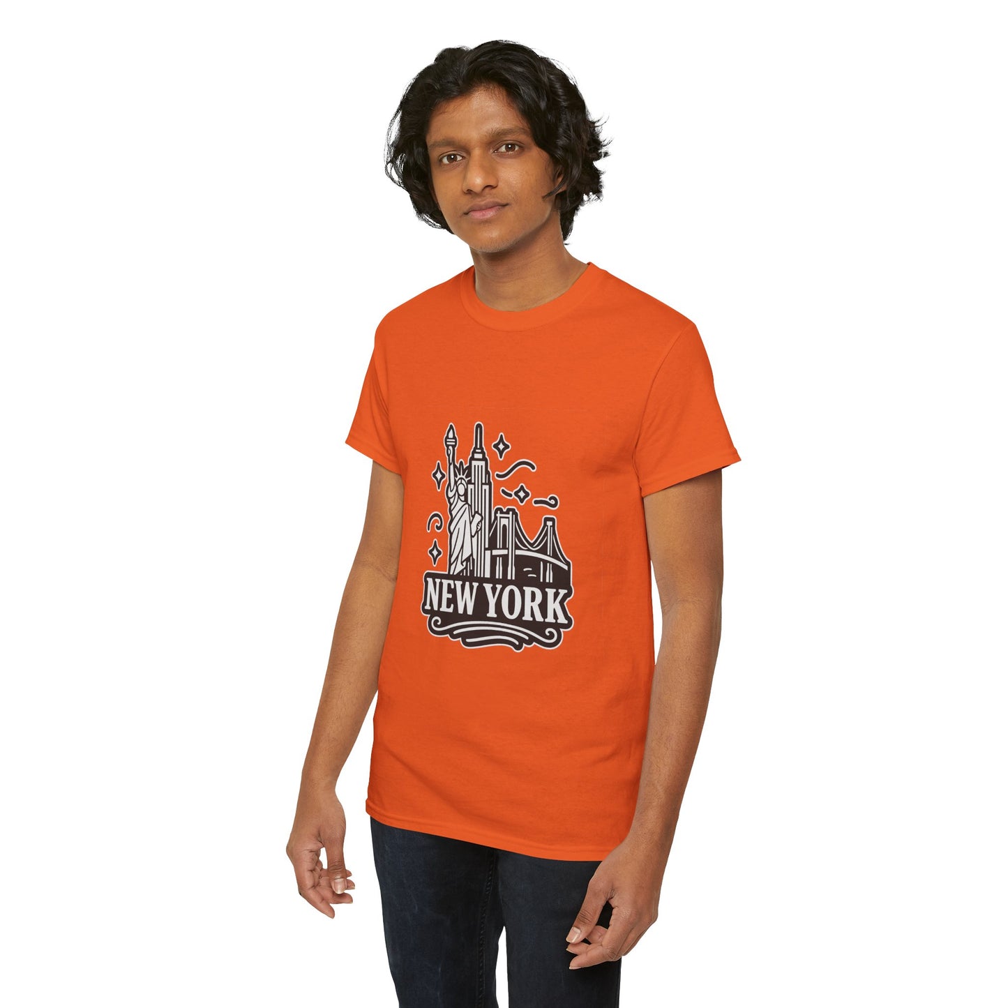 New York Skyline Unisex Heavy Cotton Tee, NYC T-Shirt, Travel Souvenir Shirt, Gift for New Yorkers, Cityscape Apparel