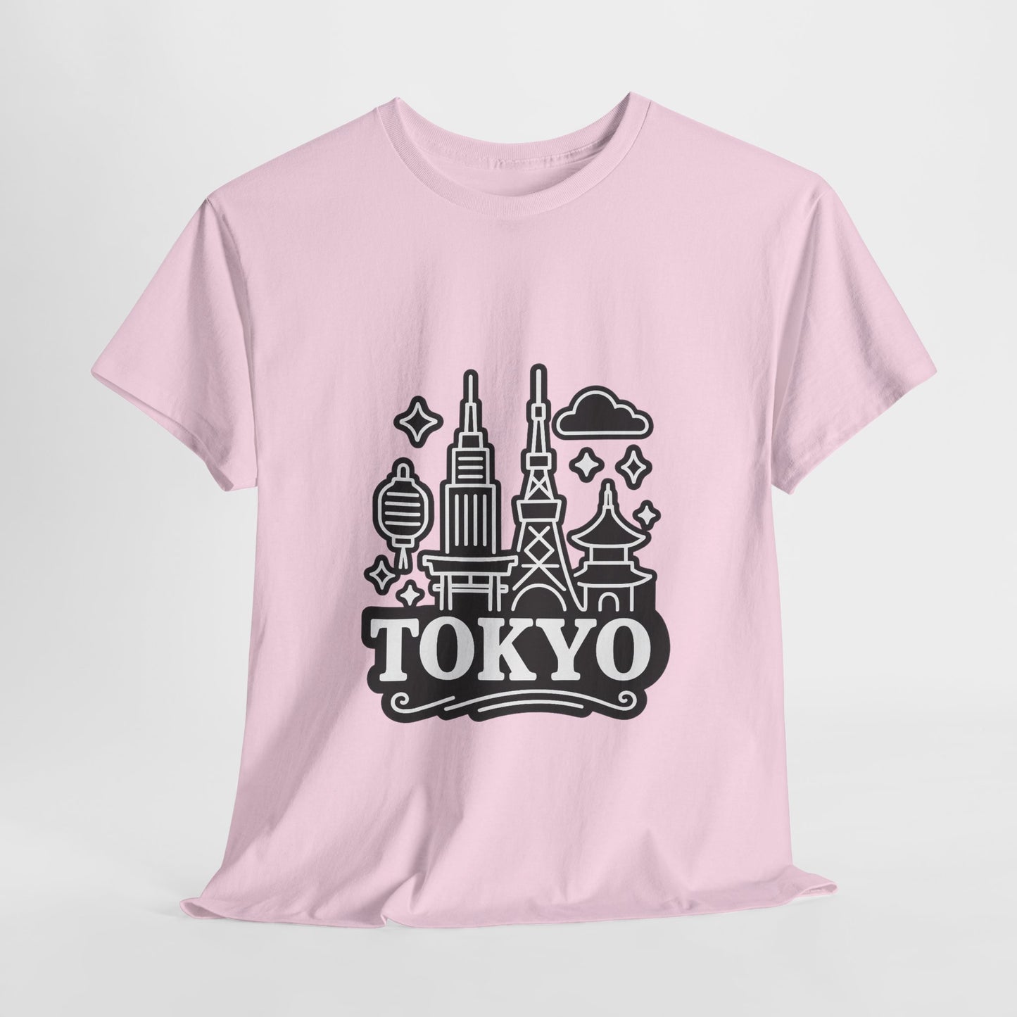 Tokyo Cityscape Unisex Heavy Cotton Tee, Graphic Tee, Travel T-Shirt, Urban Outfit, Gift for Travelers, Tokyo Lover Apparel