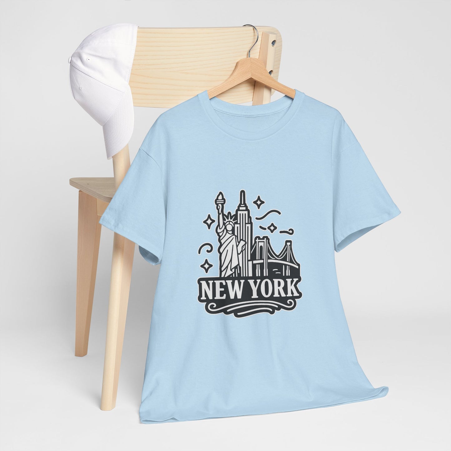 New York Skyline Unisex Heavy Cotton Tee, NYC T-Shirt, Travel Souvenir Shirt, Gift for New Yorkers, Cityscape Apparel
