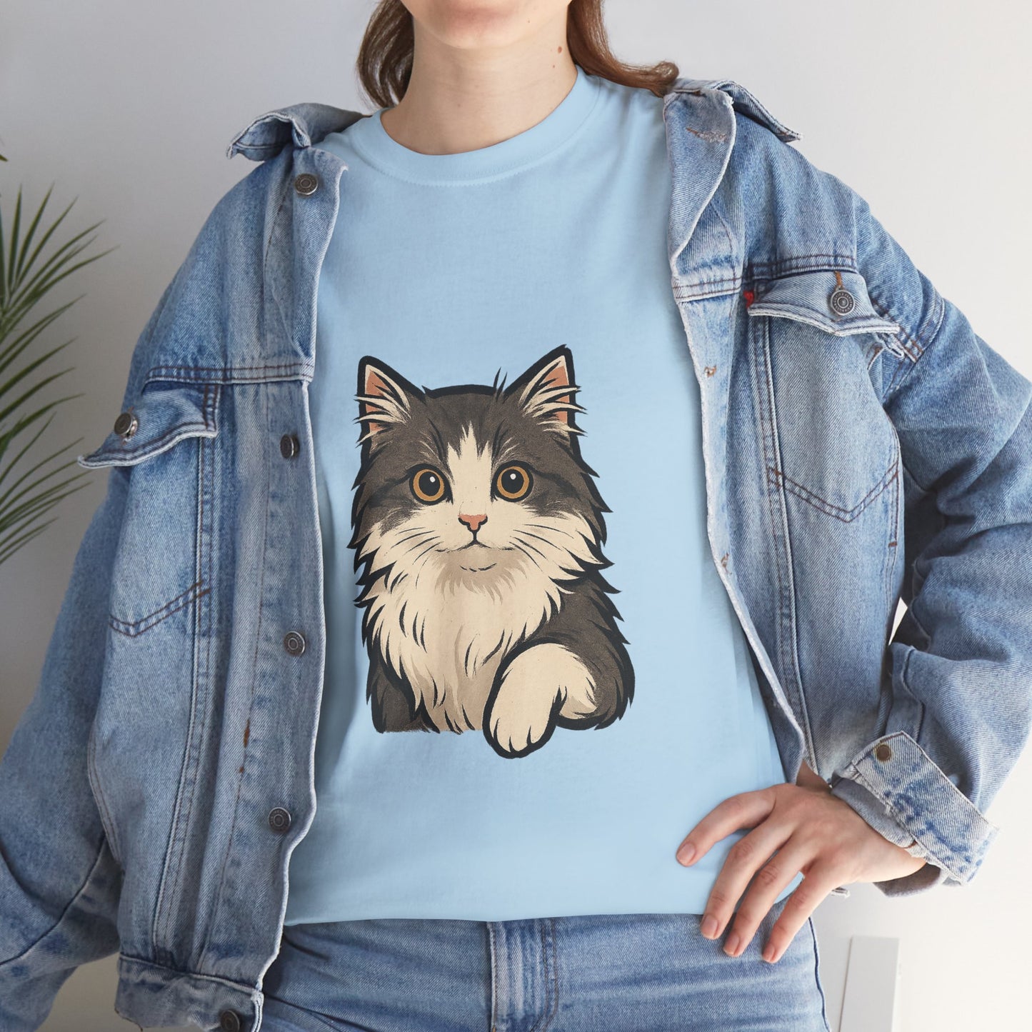 Cute Cat Unisex Heavy Cotton Tee, Animal Lover Gift, Pet Owner Shirt, Cat Lover Apparel, Animal Themed Tee, Casual Everyday Wear