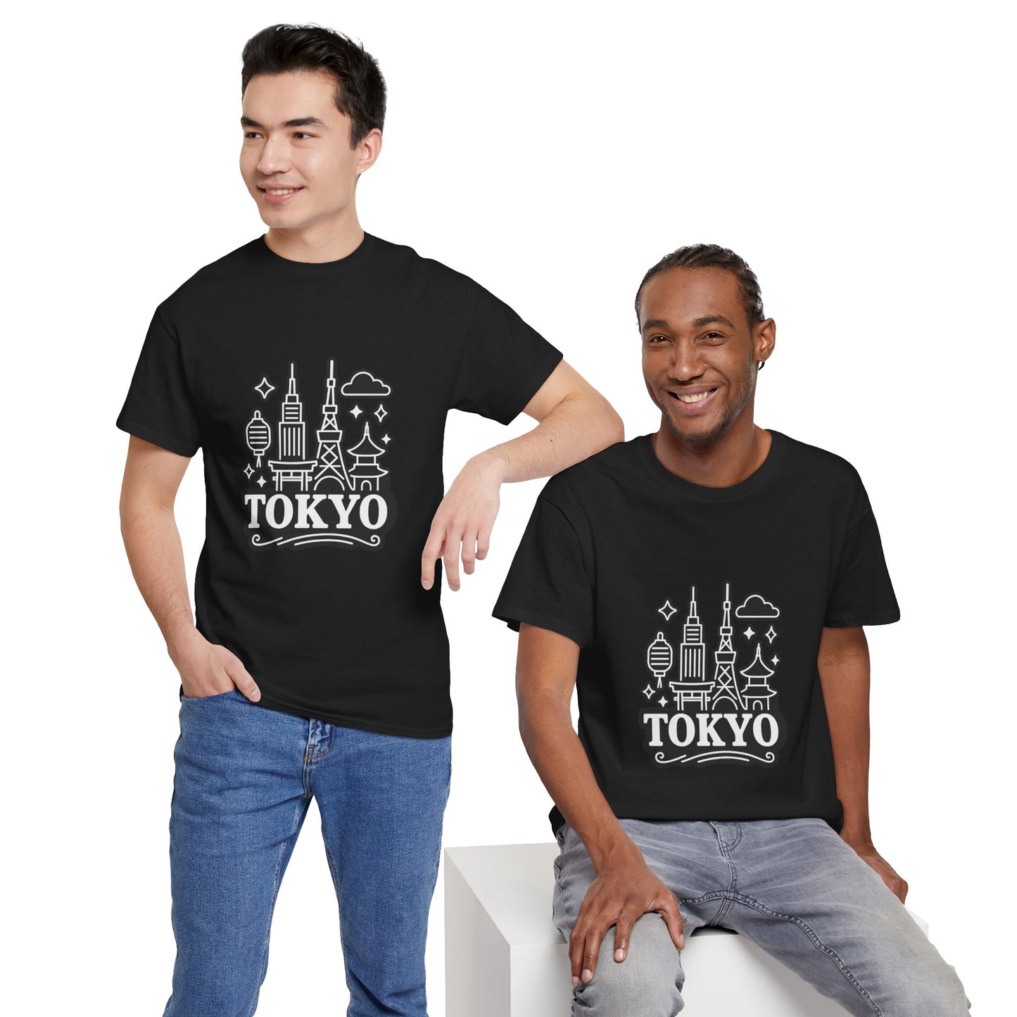 Tokyo Cityscape Unisex Heavy Cotton Tee, Graphic Tee, Travel T-Shirt, Urban Outfit, Gift for Travelers, Tokyo Lover Apparel