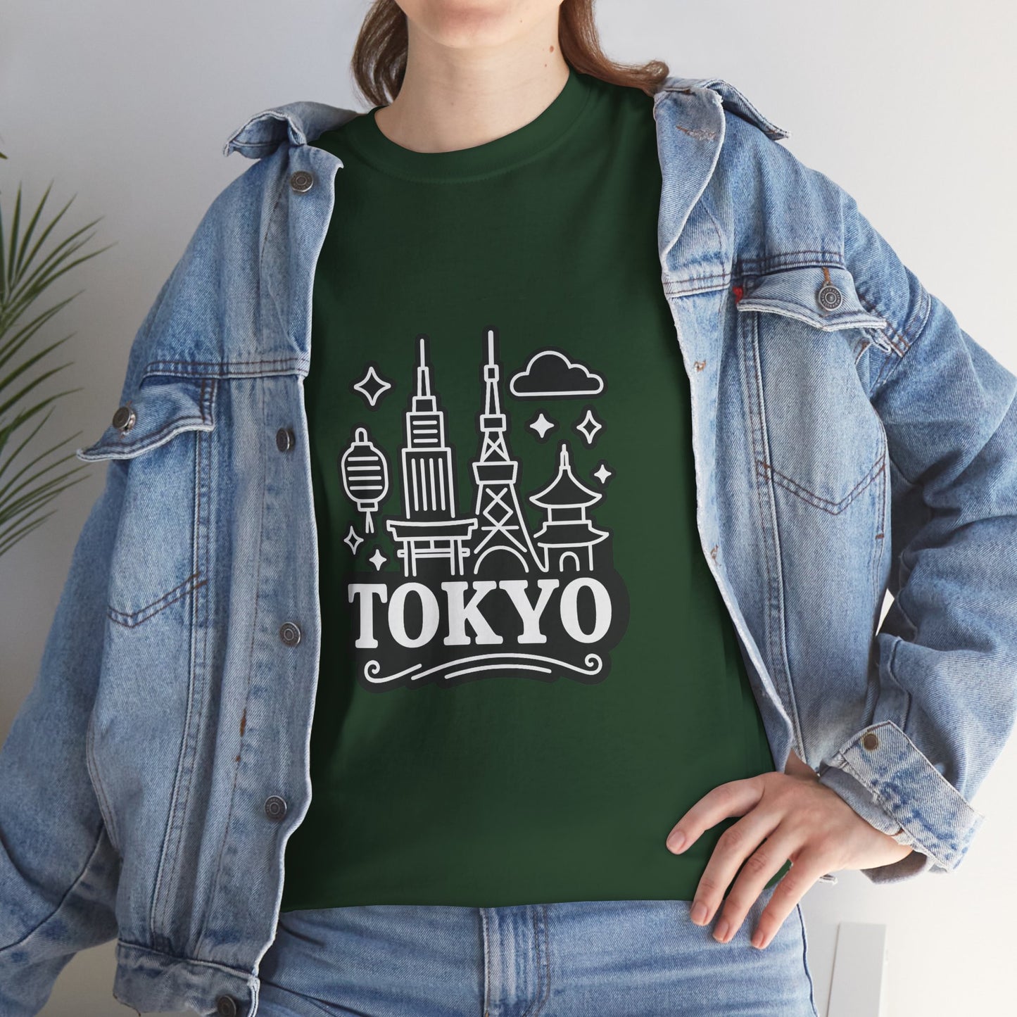 Tokyo Cityscape Unisex Heavy Cotton Tee, Graphic Tee, Travel T-Shirt, Urban Outfit, Gift for Travelers, Tokyo Lover Apparel
