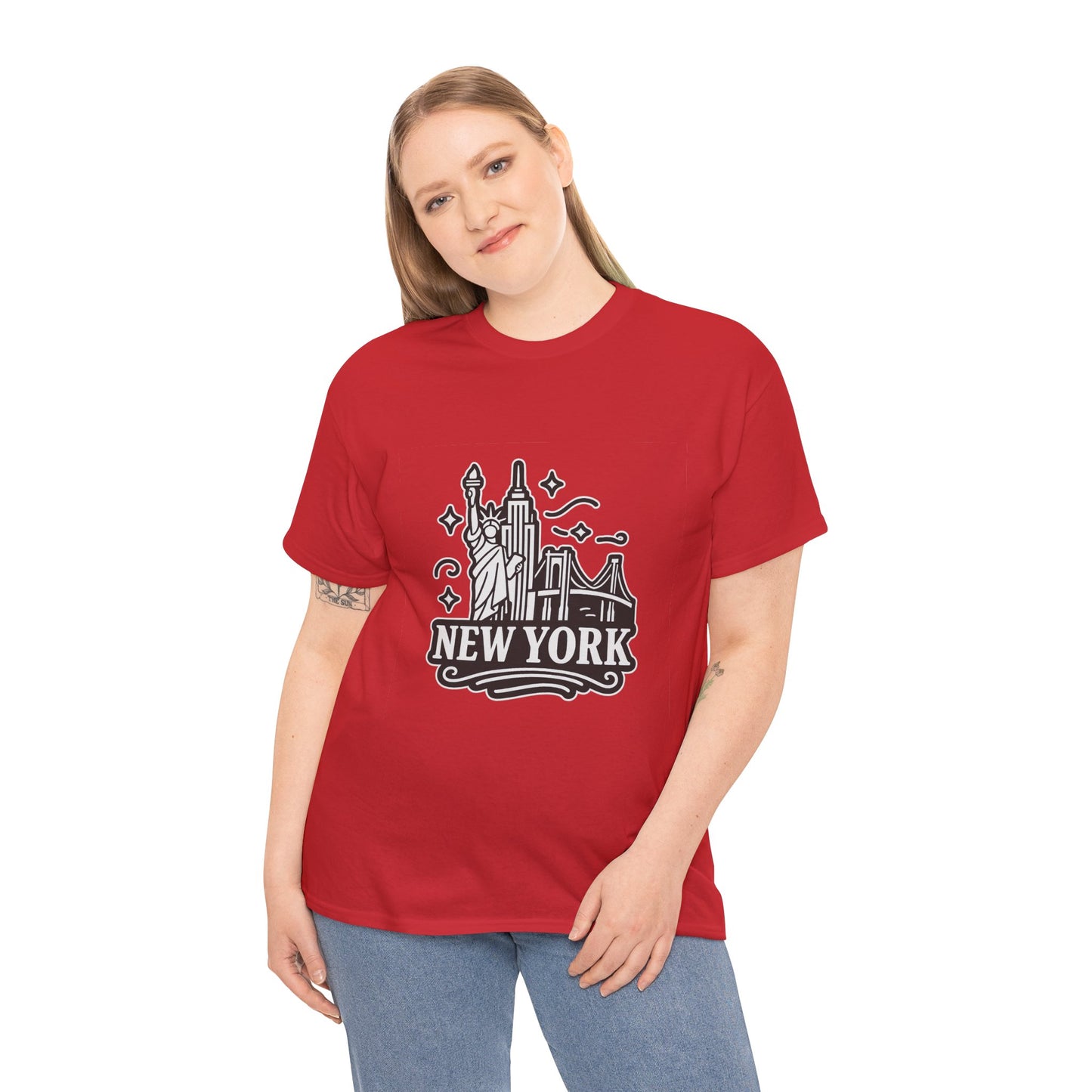 New York Skyline Unisex Heavy Cotton Tee, NYC T-Shirt, Travel Souvenir Shirt, Gift for New Yorkers, Cityscape Apparel