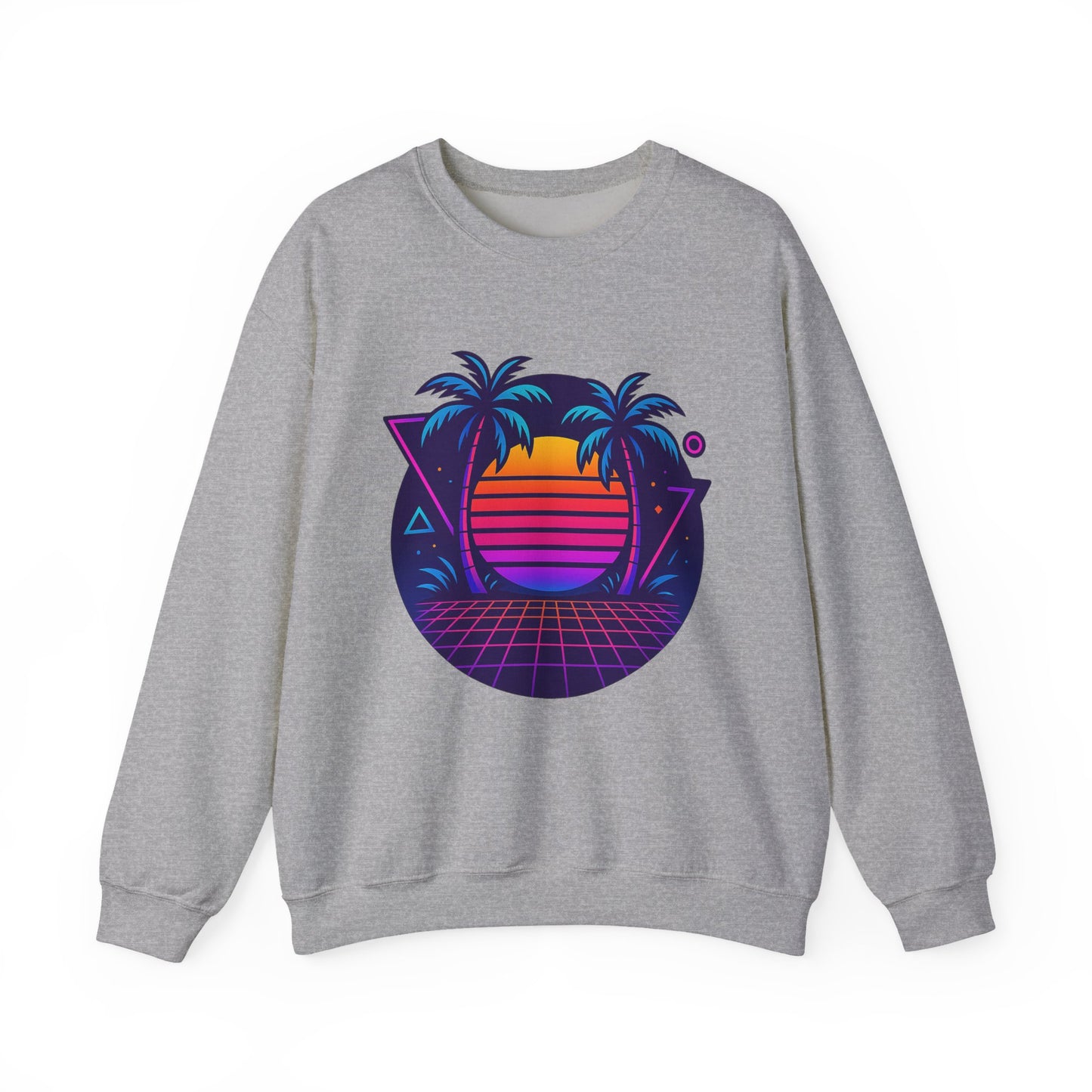 Retro Sunset Palm Trees Crewneck Sweatshirt | Cozy Unisex Fashion | Perfect for Summer Nights, Beach Days, Gifts, Casual Wear