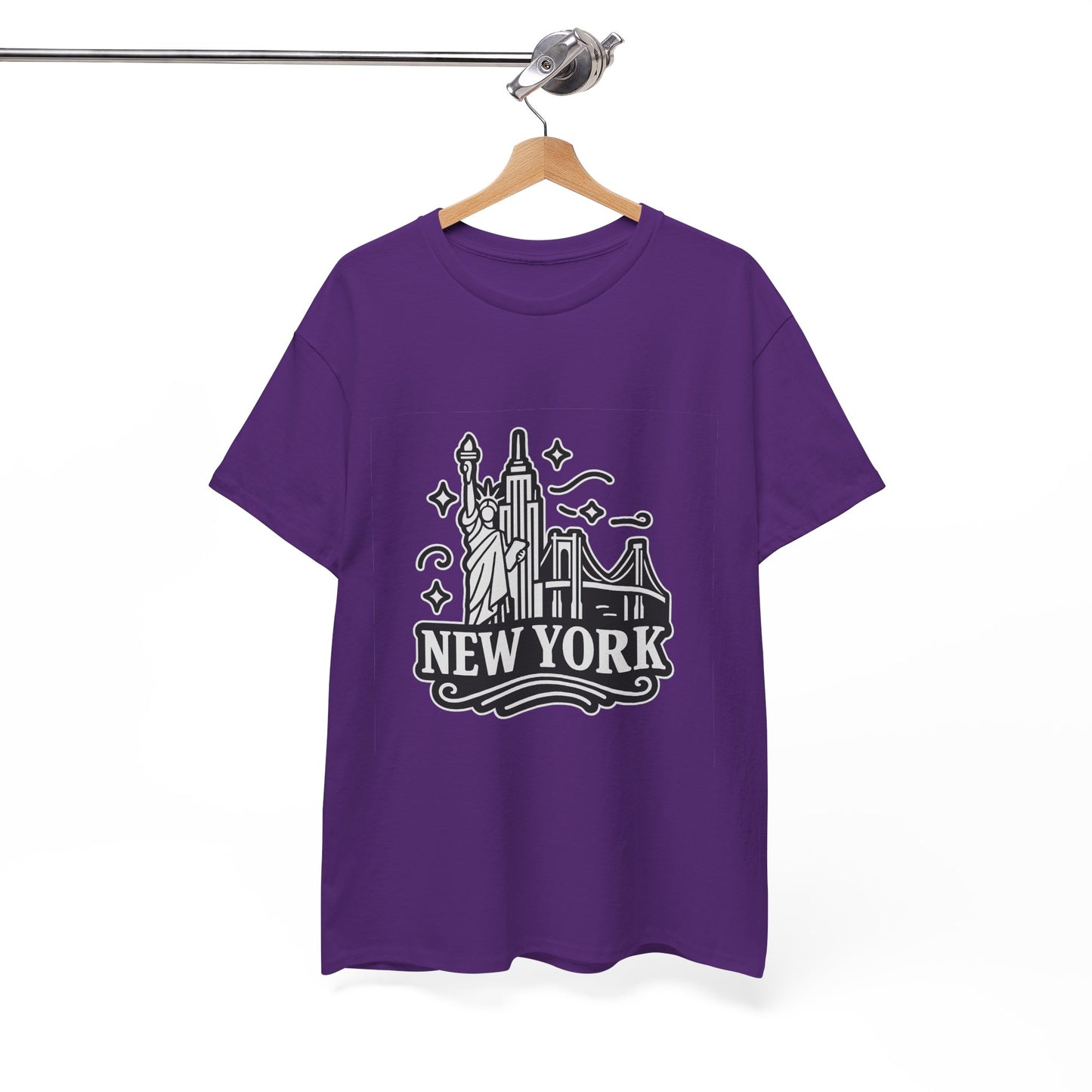 New York Skyline Unisex Heavy Cotton Tee, NYC T-Shirt, Travel Souvenir Shirt, Gift for New Yorkers, Cityscape Apparel