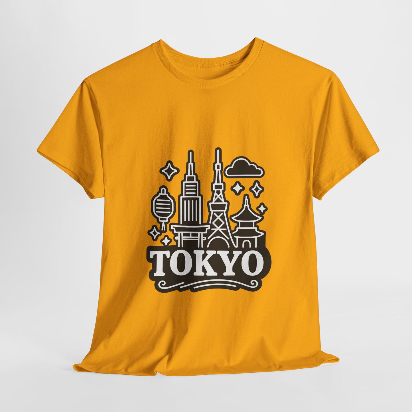 Tokyo Cityscape Unisex Heavy Cotton Tee, Graphic Tee, Travel T-Shirt, Urban Outfit, Gift for Travelers, Tokyo Lover Apparel
