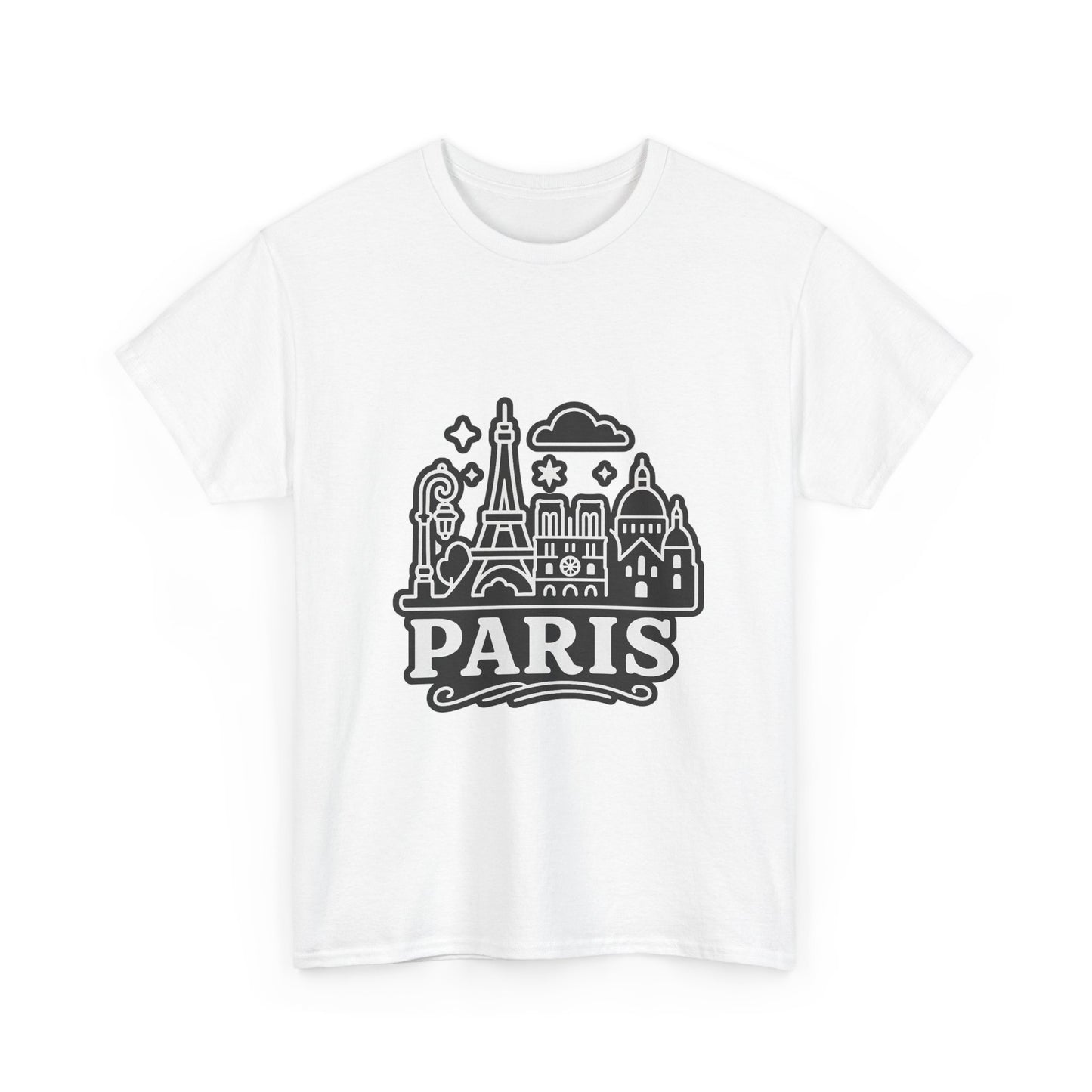 Paris-Themed Unisex Heavy Cotton Tee | Travel Gift, Casual Wear, Souvenir Shirt, Vacation Apparel, Paris Lover's Tee