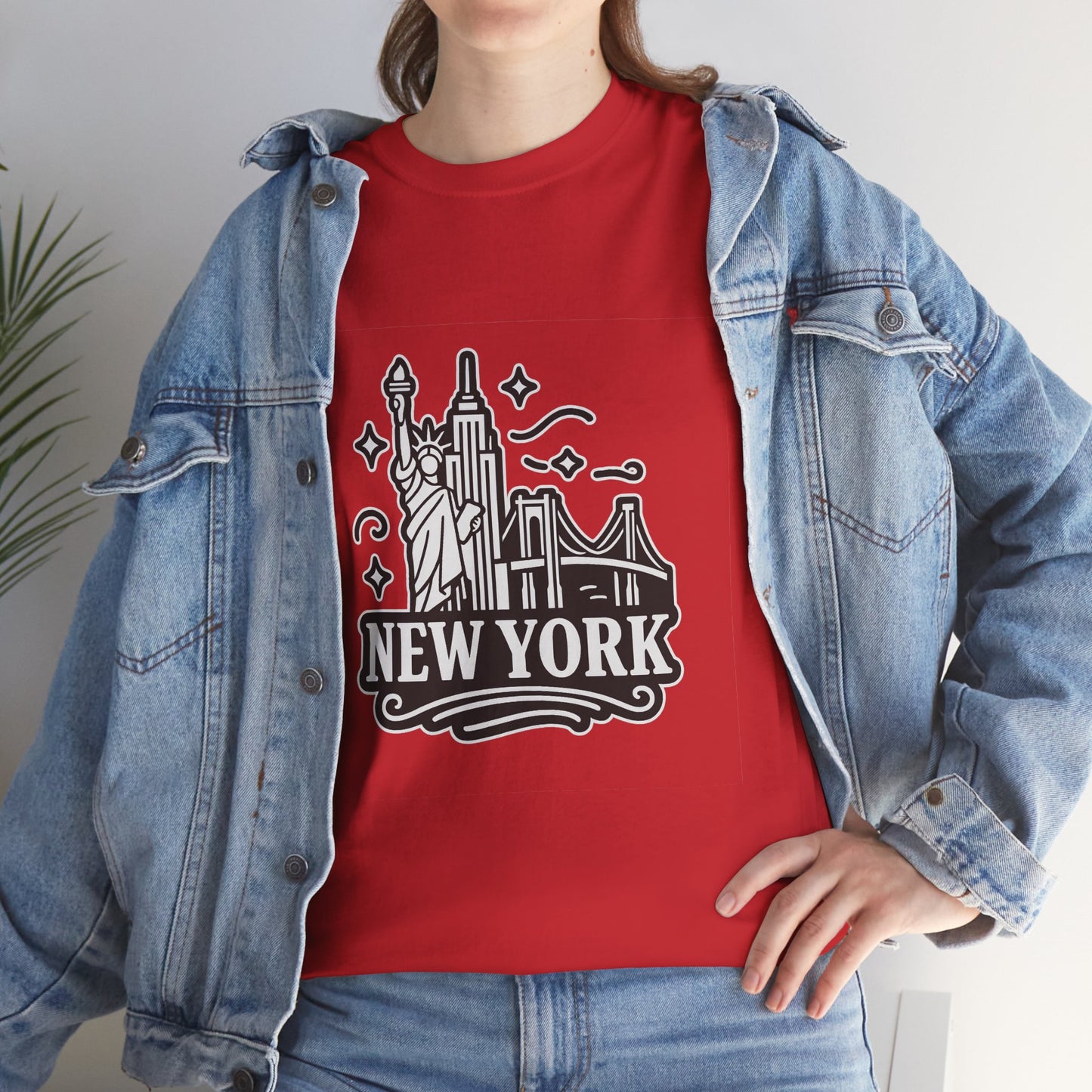 New York Skyline Unisex Heavy Cotton Tee, NYC T-Shirt, Travel Souvenir Shirt, Gift for New Yorkers, Cityscape Apparel