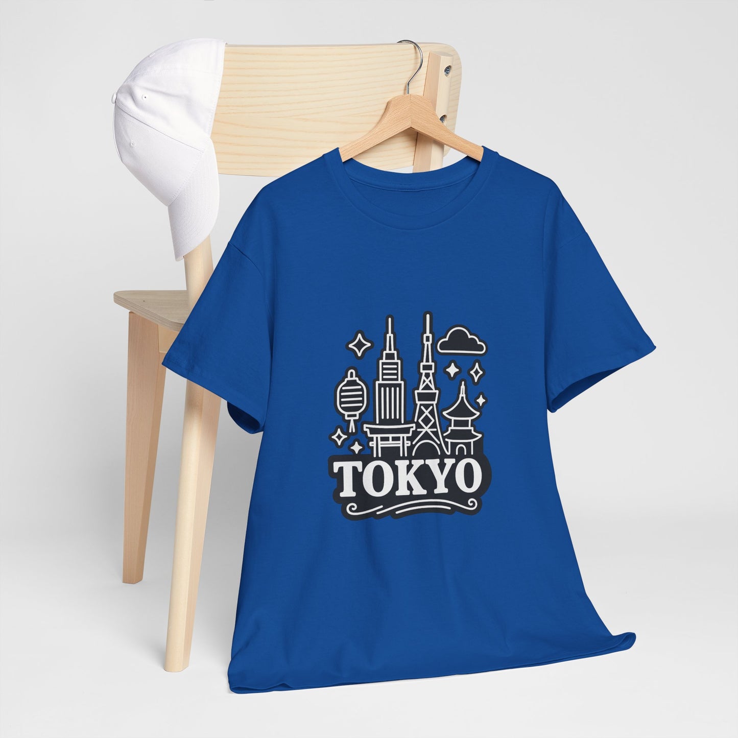 Tokyo Cityscape Unisex Heavy Cotton Tee, Graphic Tee, Travel T-Shirt, Urban Outfit, Gift for Travelers, Tokyo Lover Apparel