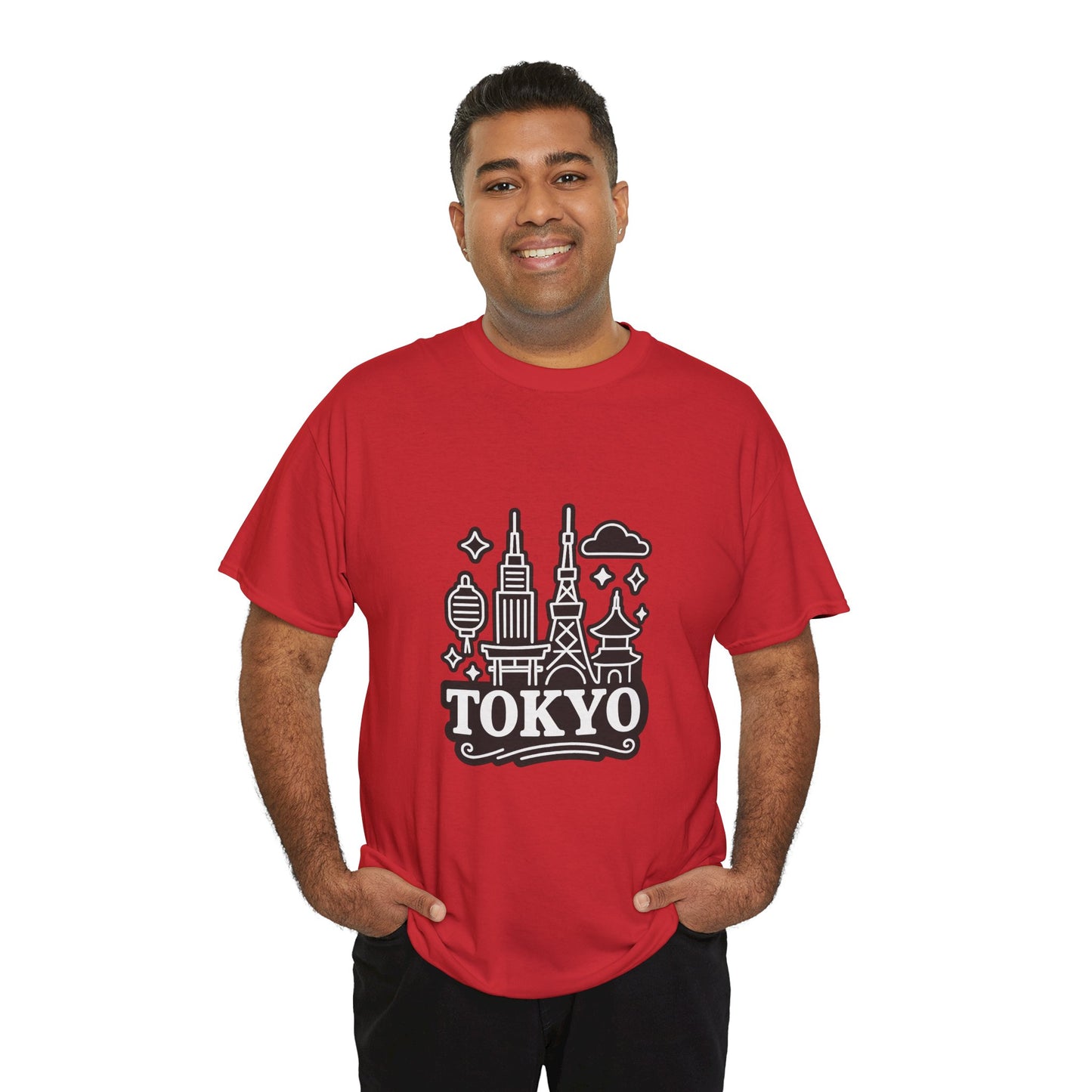 Tokyo Cityscape Unisex Heavy Cotton Tee, Graphic Tee, Travel T-Shirt, Urban Outfit, Gift for Travelers, Tokyo Lover Apparel