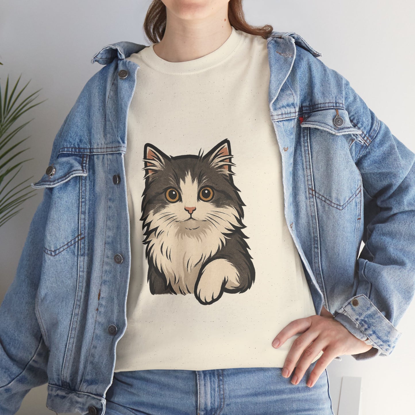 Cute Cat Unisex Heavy Cotton Tee, Animal Lover Gift, Pet Owner Shirt, Cat Lover Apparel, Animal Themed Tee, Casual Everyday Wear