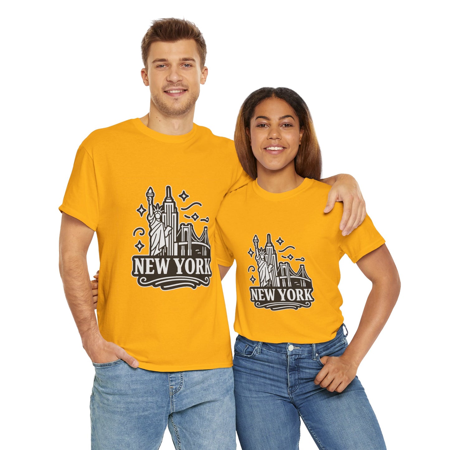 New York Skyline Unisex Heavy Cotton Tee, NYC T-Shirt, Travel Souvenir Shirt, Gift for New Yorkers, Cityscape Apparel