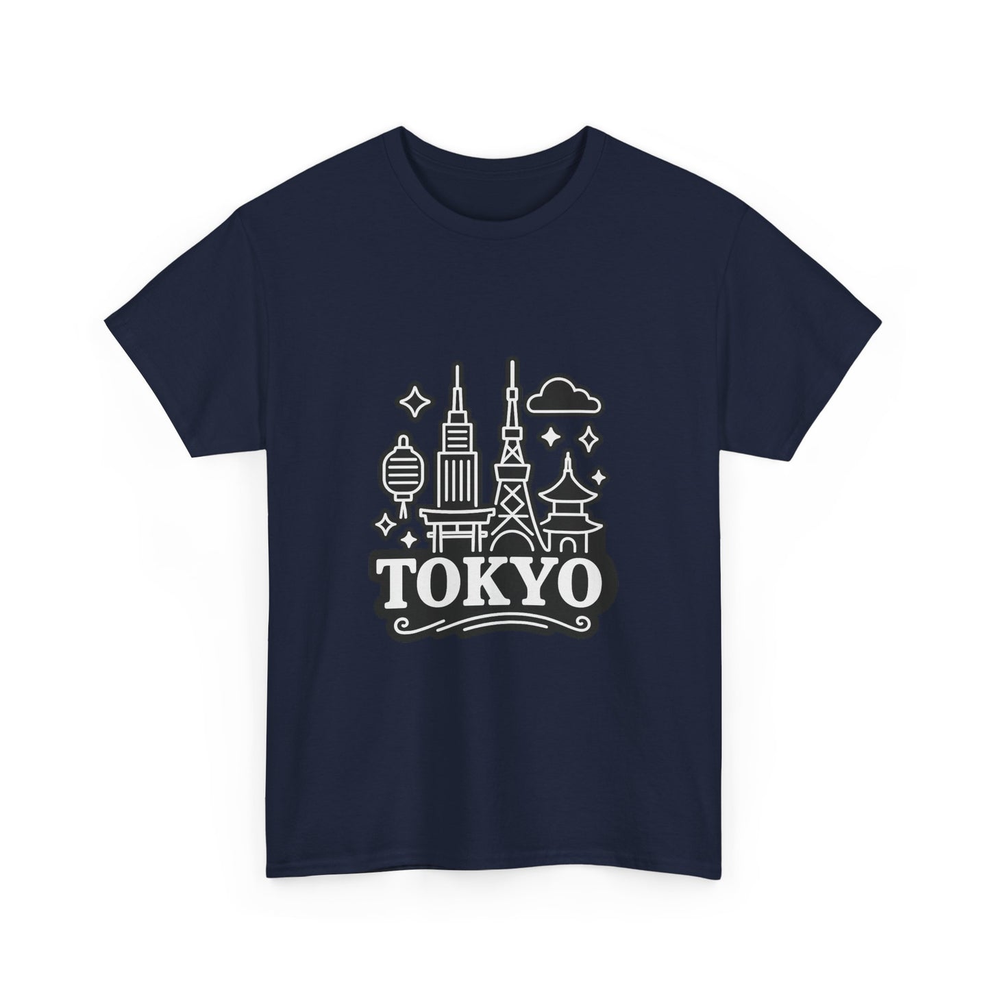 Tokyo Cityscape Unisex Heavy Cotton Tee, Graphic Tee, Travel T-Shirt, Urban Outfit, Gift for Travelers, Tokyo Lover Apparel