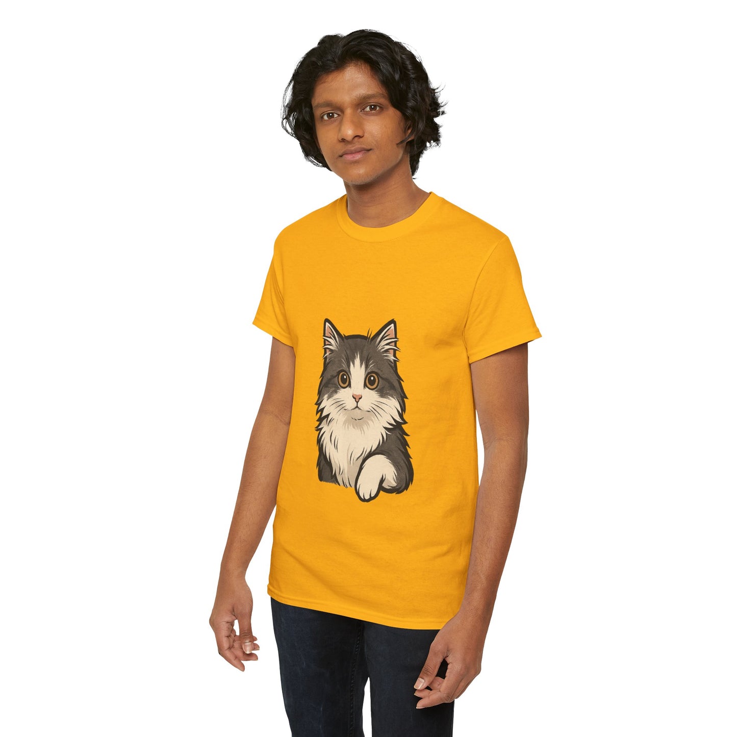 Cute Cat Unisex Heavy Cotton Tee, Animal Lover Gift, Pet Owner Shirt, Cat Lover Apparel, Animal Themed Tee, Casual Everyday Wear
