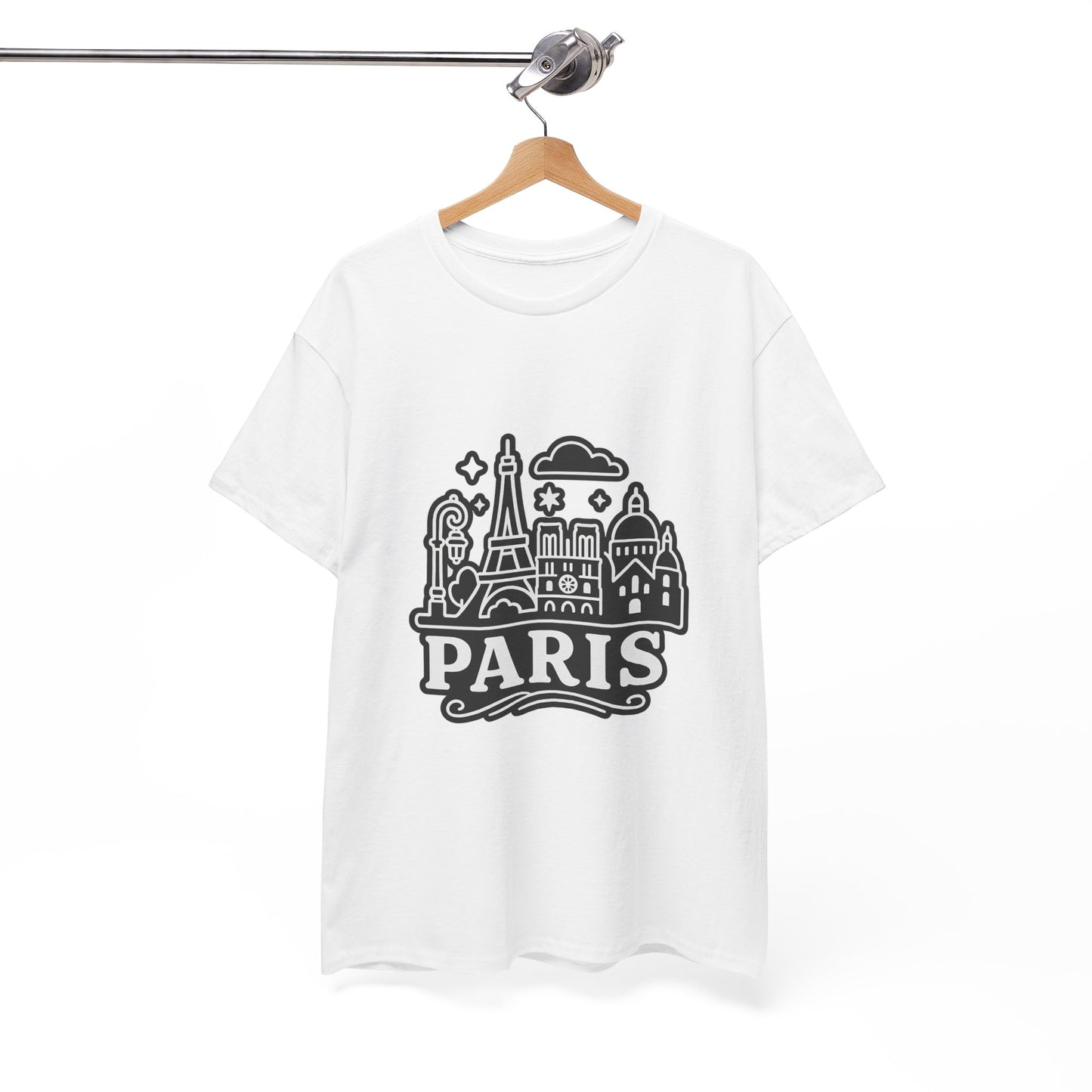 Paris-Themed Unisex Heavy Cotton Tee | Travel Gift, Casual Wear, Souvenir Shirt, Vacation Apparel, Paris Lover's Tee