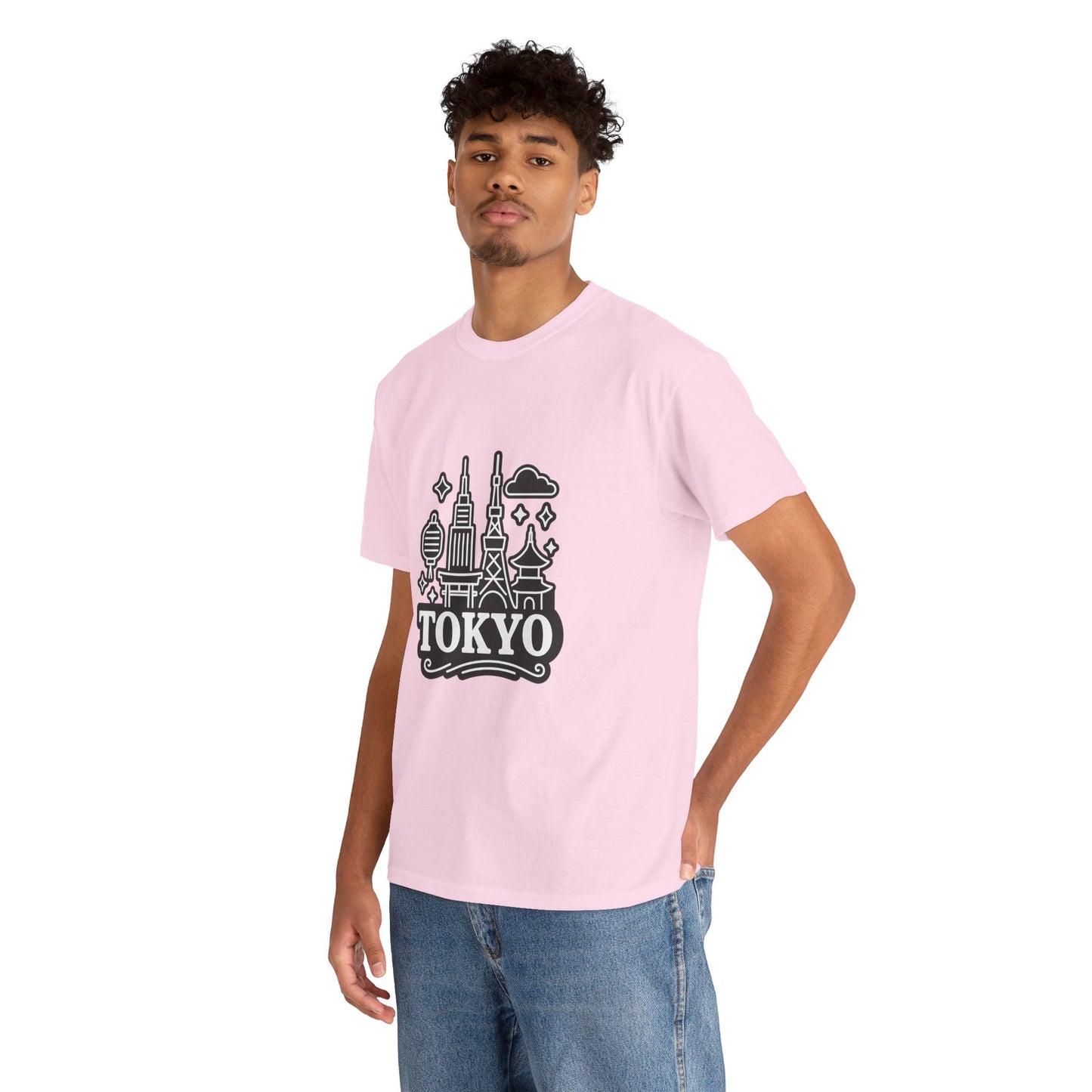 Tokyo Cityscape Unisex Heavy Cotton Tee, Graphic Tee, Travel T-Shirt, Urban Outfit, Gift for Travelers, Tokyo Lover Apparel