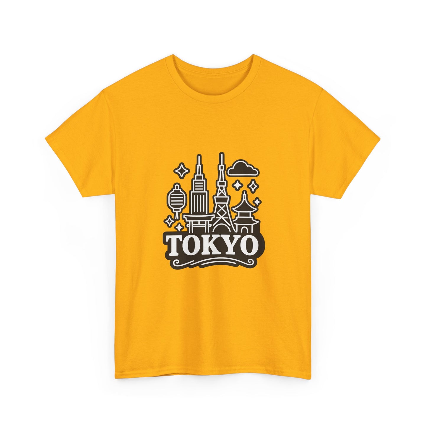 Tokyo Cityscape Unisex Heavy Cotton Tee, Graphic Tee, Travel T-Shirt, Urban Outfit, Gift for Travelers, Tokyo Lover Apparel
