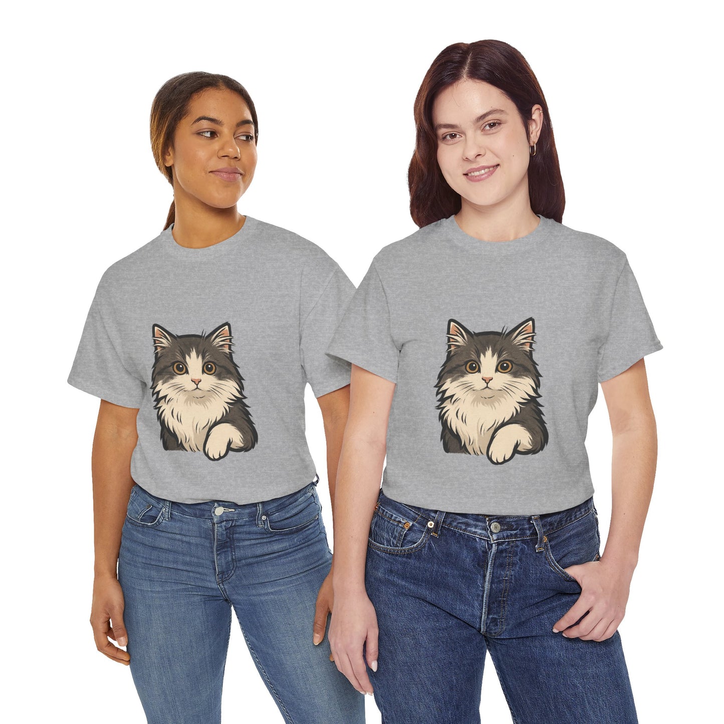 Cute Cat Unisex Heavy Cotton Tee, Animal Lover Gift, Pet Owner Shirt, Cat Lover Apparel, Animal Themed Tee, Casual Everyday Wear