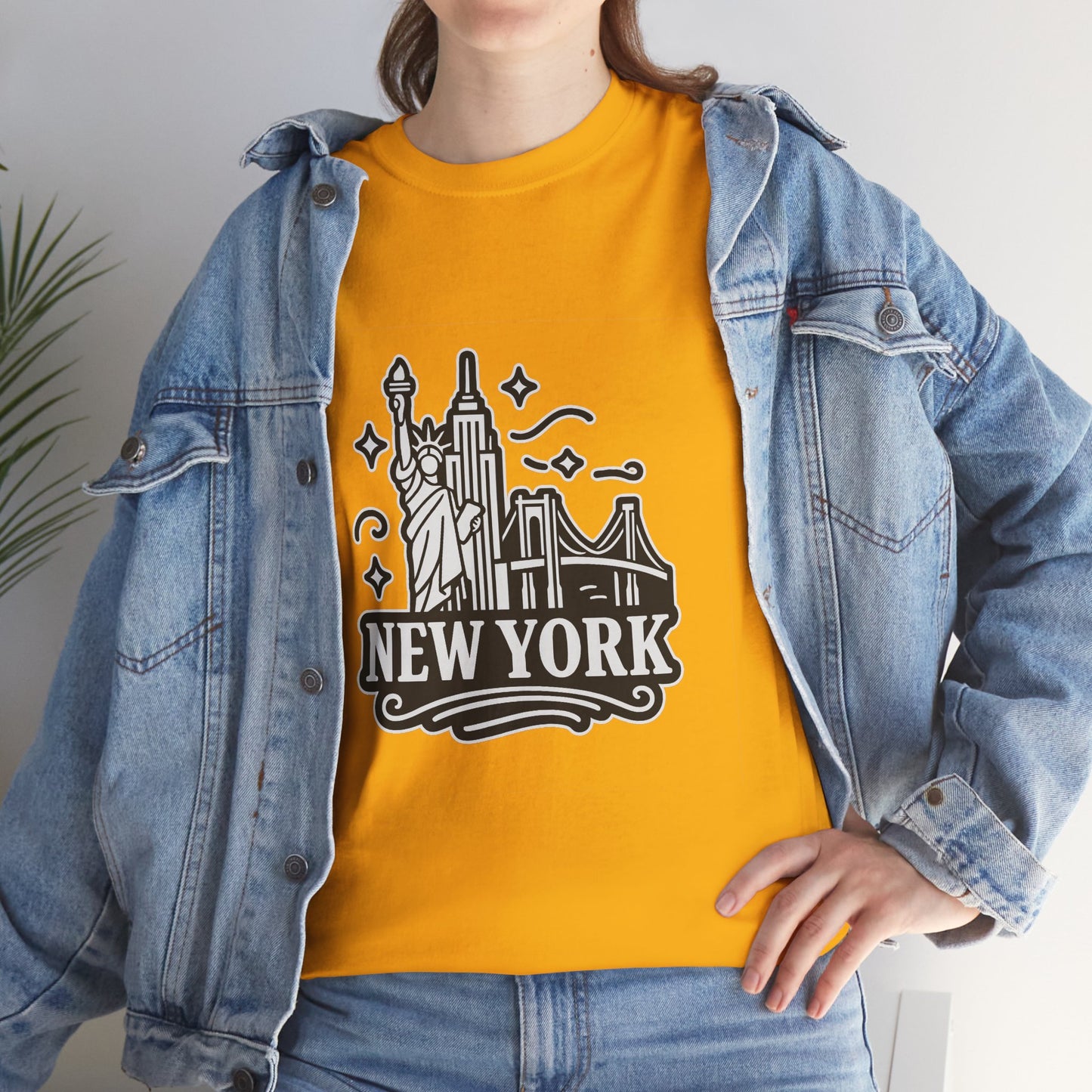 New York Skyline Unisex Heavy Cotton Tee, NYC T-Shirt, Travel Souvenir Shirt, Gift for New Yorkers, Cityscape Apparel