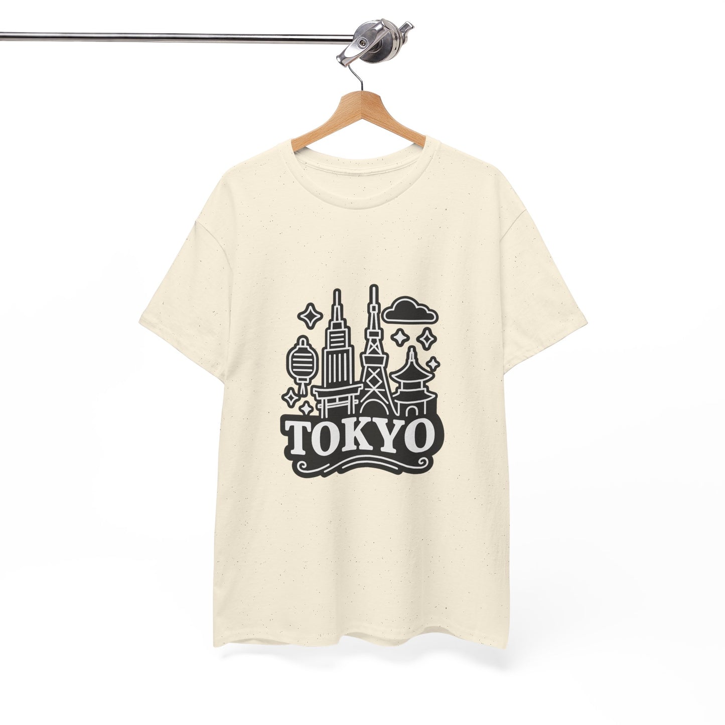 Tokyo Cityscape Unisex Heavy Cotton Tee, Graphic Tee, Travel T-Shirt, Urban Outfit, Gift for Travelers, Tokyo Lover Apparel