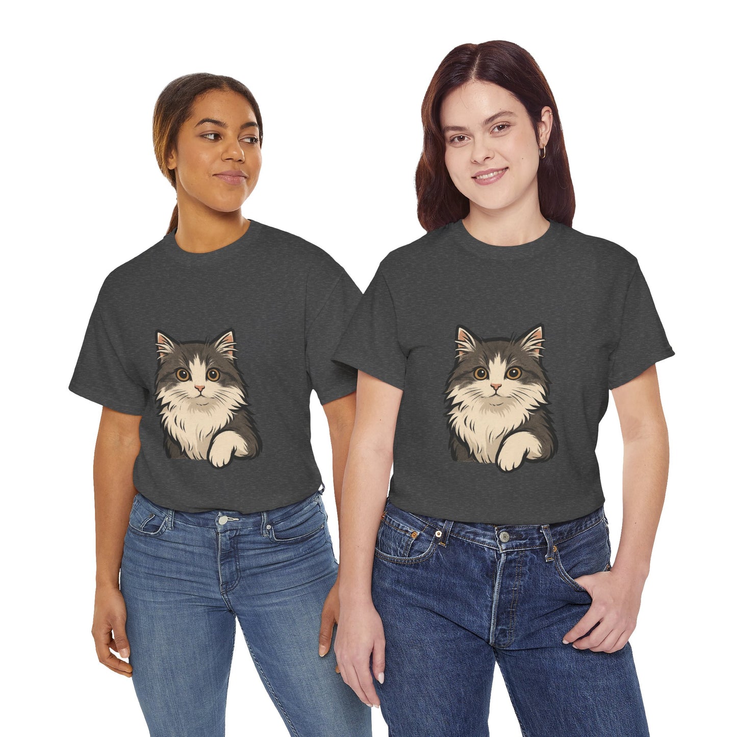 Cute Cat Unisex Heavy Cotton Tee, Animal Lover Gift, Pet Owner Shirt, Cat Lover Apparel, Animal Themed Tee, Casual Everyday Wear