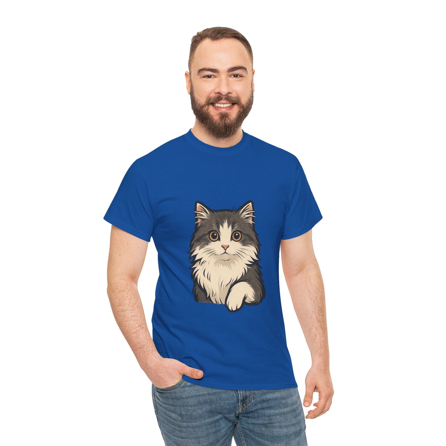 Cute Cat Unisex Heavy Cotton Tee, Animal Lover Gift, Pet Owner Shirt, Cat Lover Apparel, Animal Themed Tee, Casual Everyday Wear