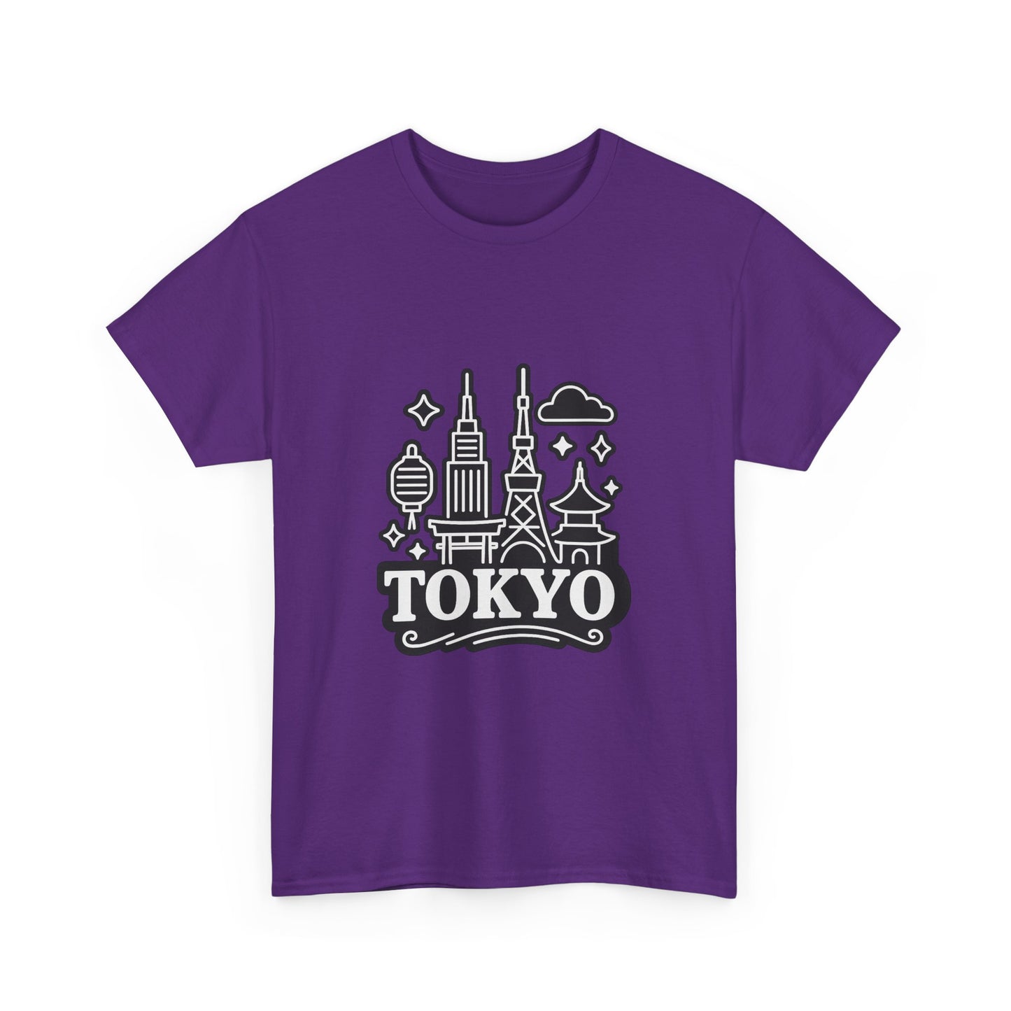 Tokyo Cityscape Unisex Heavy Cotton Tee, Graphic Tee, Travel T-Shirt, Urban Outfit, Gift for Travelers, Tokyo Lover Apparel