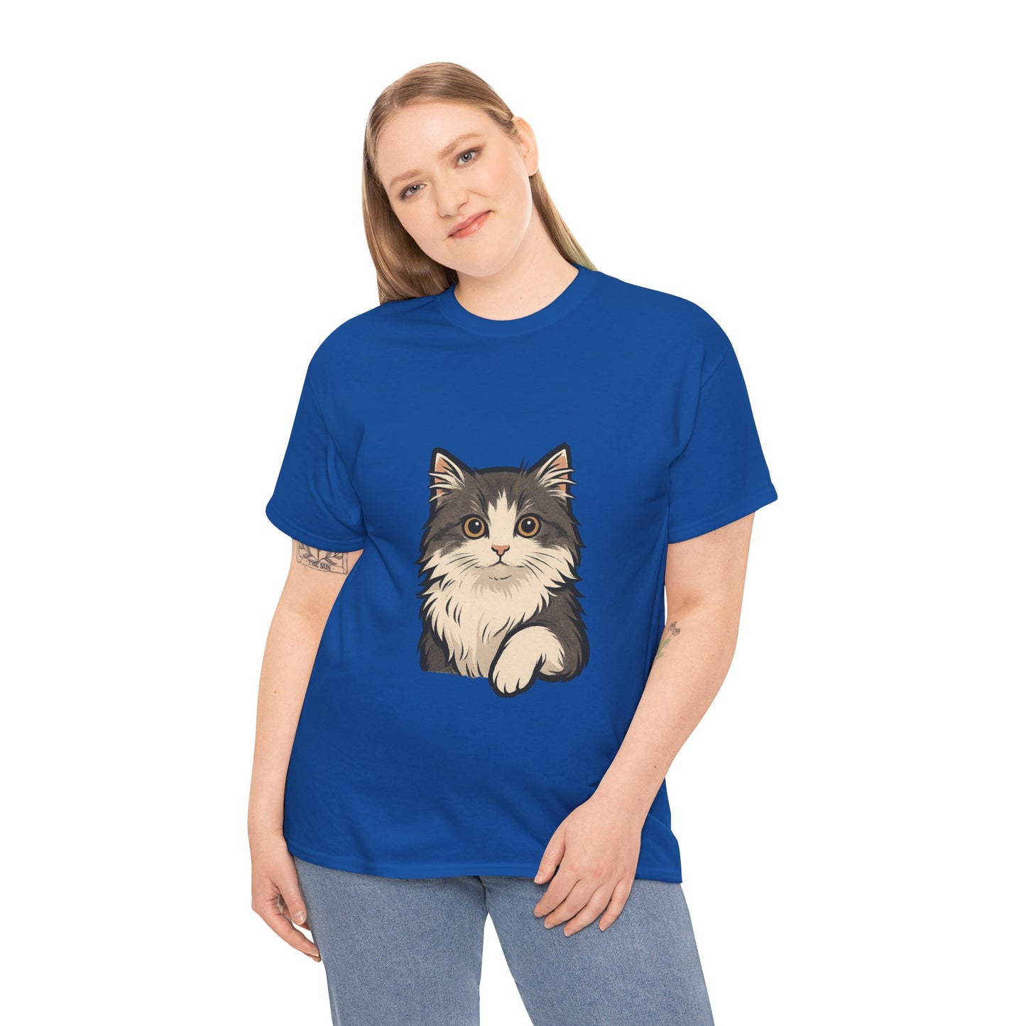 Cute Cat Unisex Heavy Cotton Tee, Animal Lover Gift, Pet Owner Shirt, Cat Lover Apparel, Animal Themed Tee, Casual Everyday Wear
