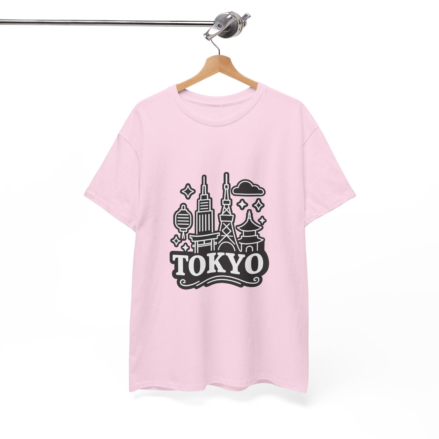 Tokyo Cityscape Unisex Heavy Cotton Tee, Graphic Tee, Travel T-Shirt, Urban Outfit, Gift for Travelers, Tokyo Lover Apparel
