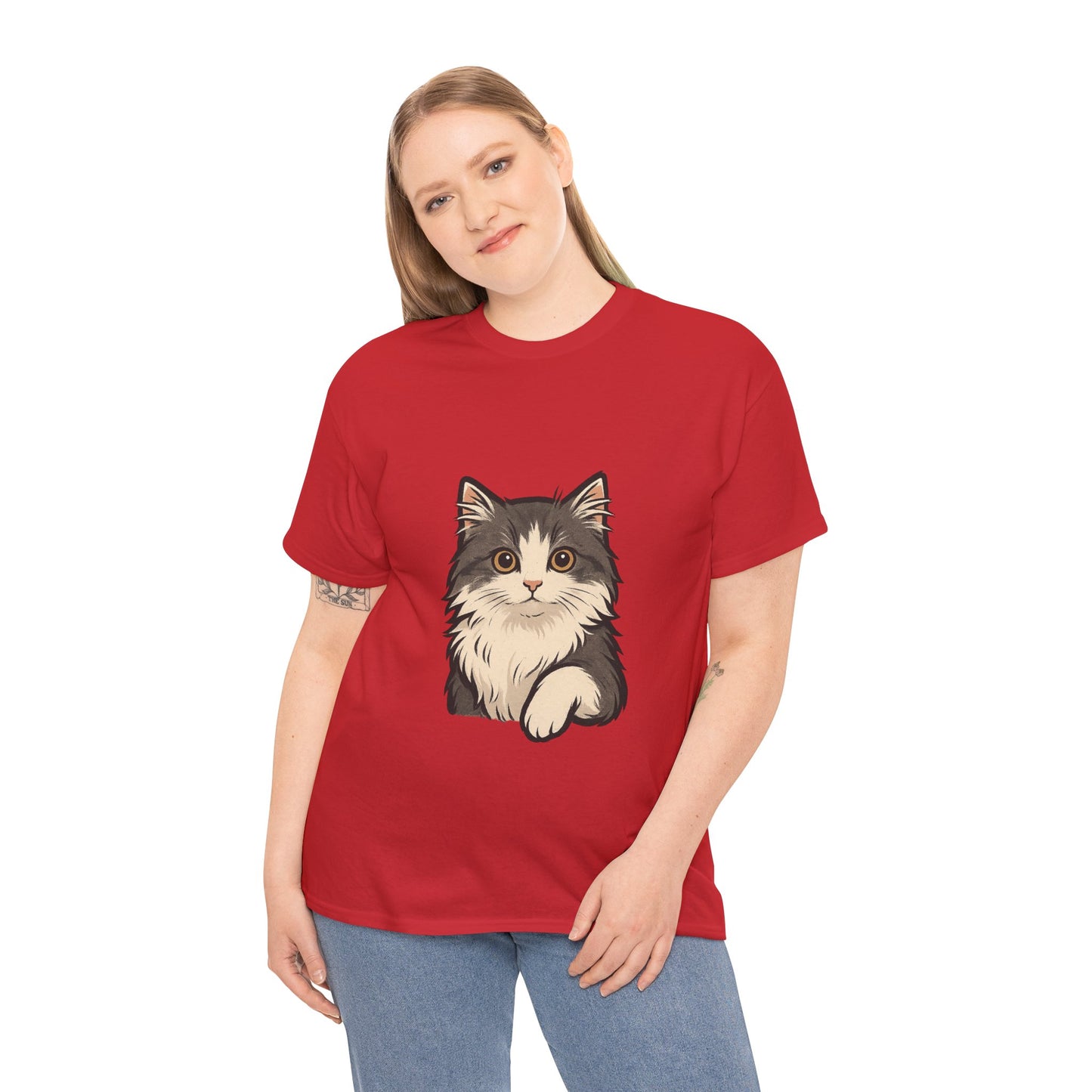 Cute Cat Unisex Heavy Cotton Tee, Animal Lover Gift, Pet Owner Shirt, Cat Lover Apparel, Animal Themed Tee, Casual Everyday Wear