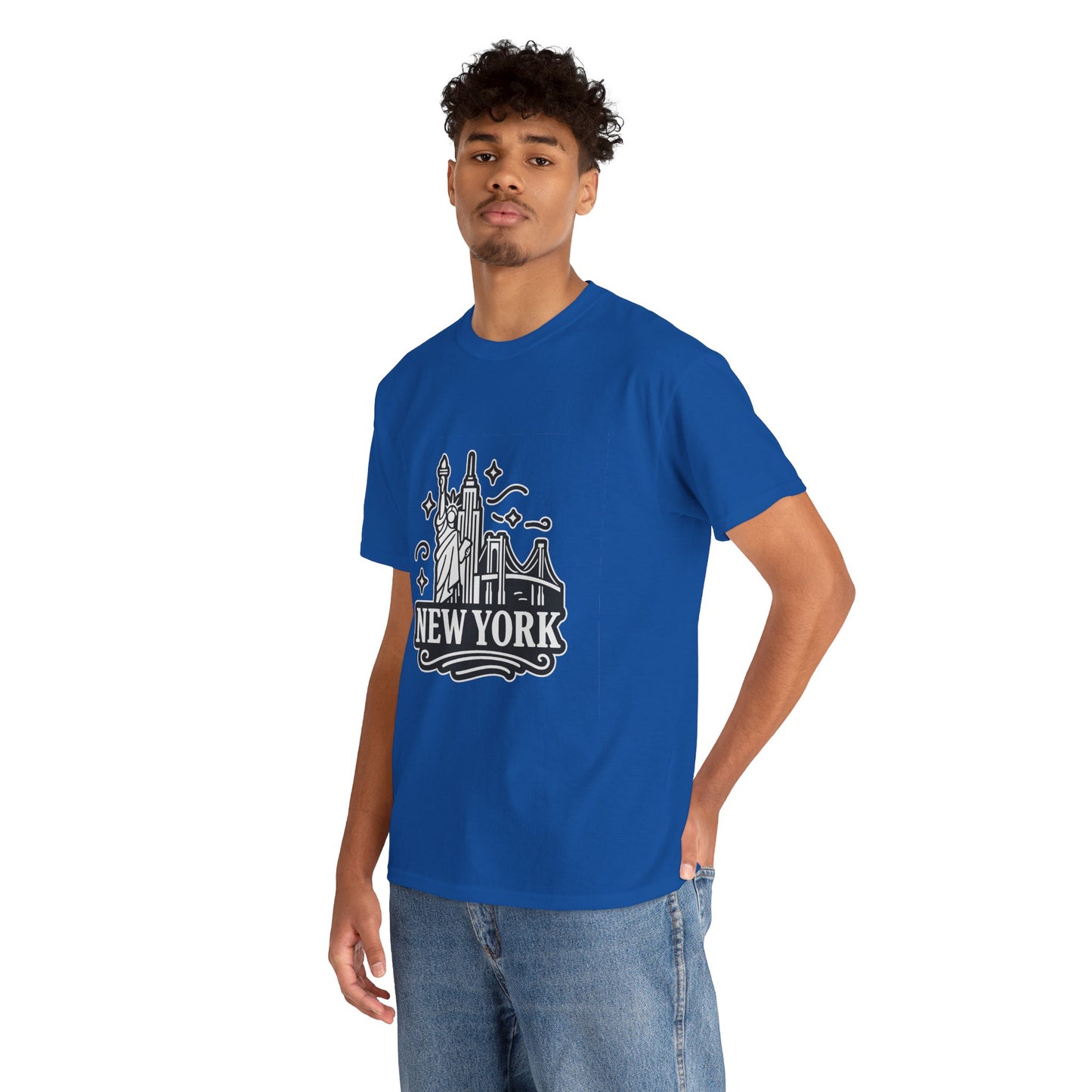 New York Skyline Unisex Heavy Cotton Tee, NYC T-Shirt, Travel Souvenir Shirt, Gift for New Yorkers, Cityscape Apparel