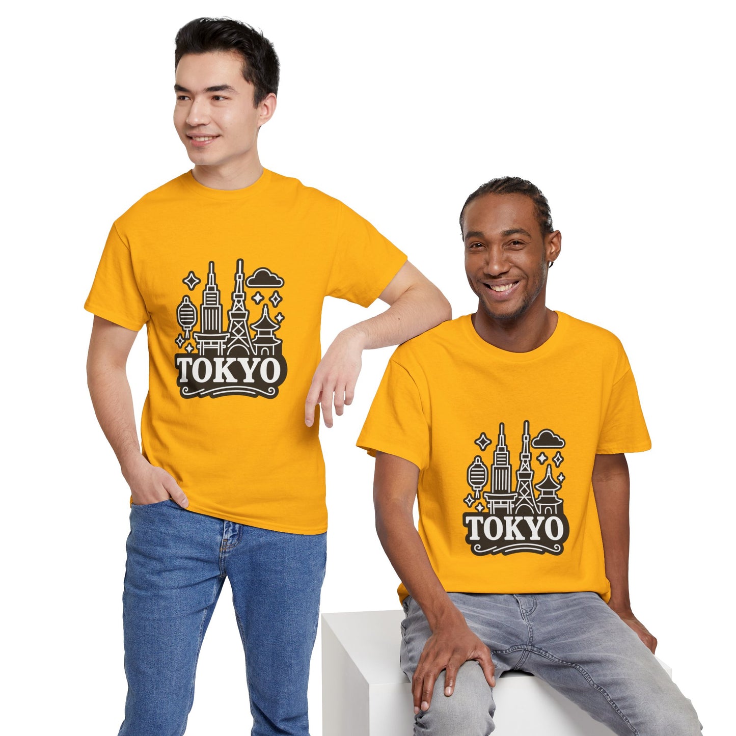 Tokyo Cityscape Unisex Heavy Cotton Tee, Graphic Tee, Travel T-Shirt, Urban Outfit, Gift for Travelers, Tokyo Lover Apparel