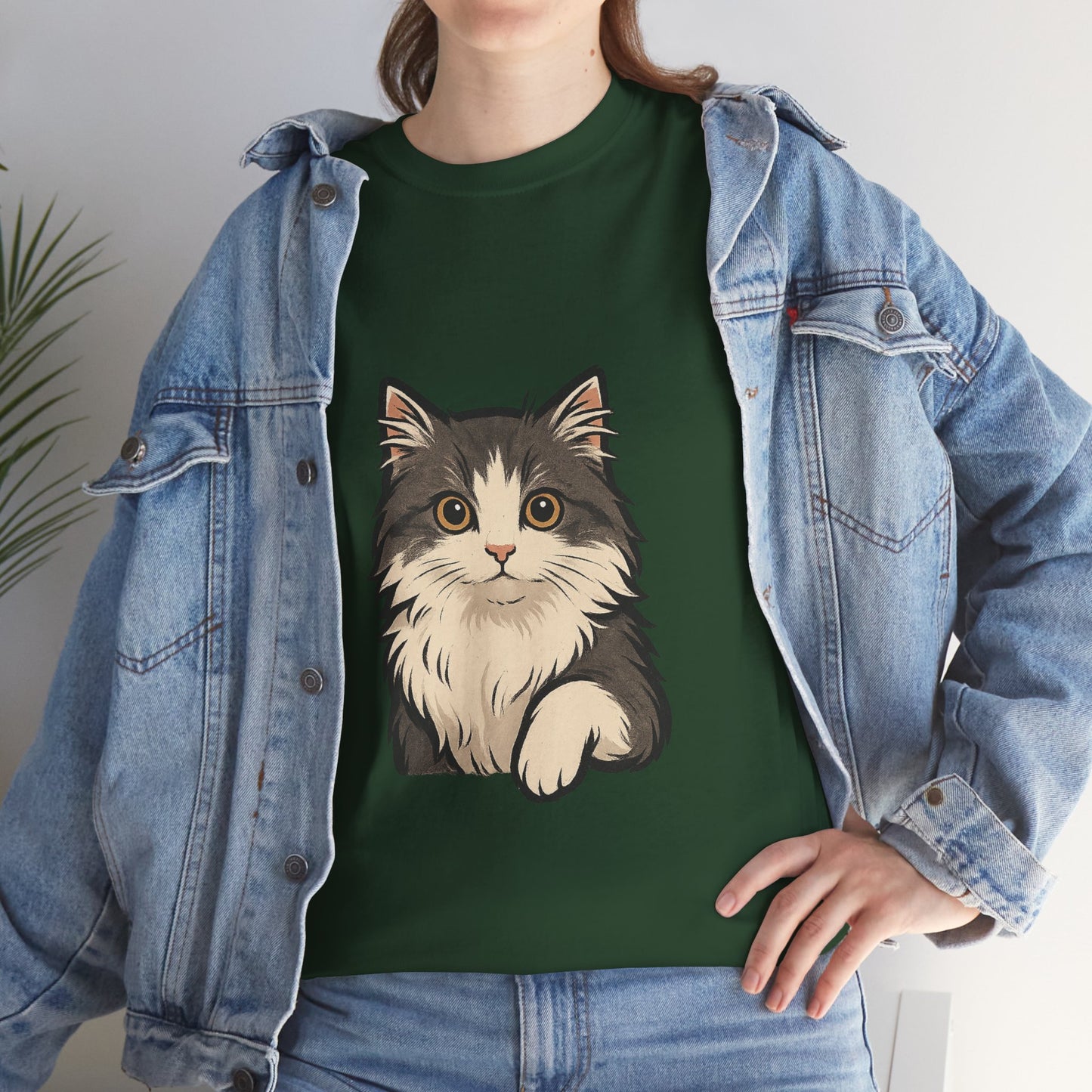 Cute Cat Unisex Heavy Cotton Tee, Animal Lover Gift, Pet Owner Shirt, Cat Lover Apparel, Animal Themed Tee, Casual Everyday Wear