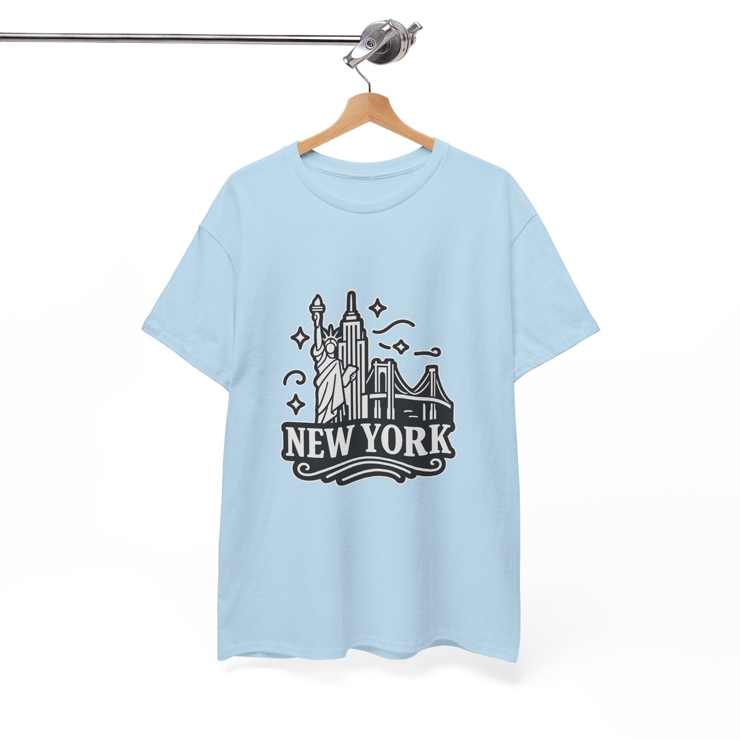 New York Skyline Unisex Heavy Cotton Tee, NYC T-Shirt, Travel Souvenir Shirt, Gift for New Yorkers, Cityscape Apparel