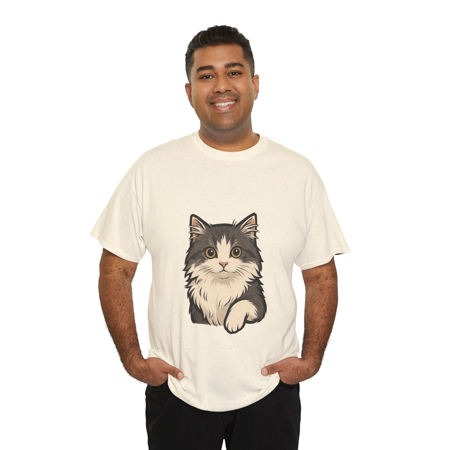 Cute Cat Unisex Heavy Cotton Tee, Animal Lover Gift, Pet Owner Shirt, Cat Lover Apparel, Animal Themed Tee, Casual Everyday Wear