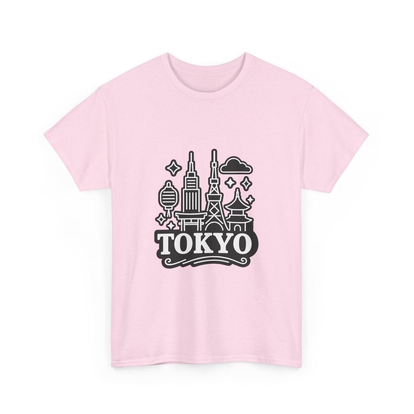 Tokyo Cityscape Unisex Heavy Cotton Tee, Graphic Tee, Travel T-Shirt, Urban Outfit, Gift for Travelers, Tokyo Lover Apparel