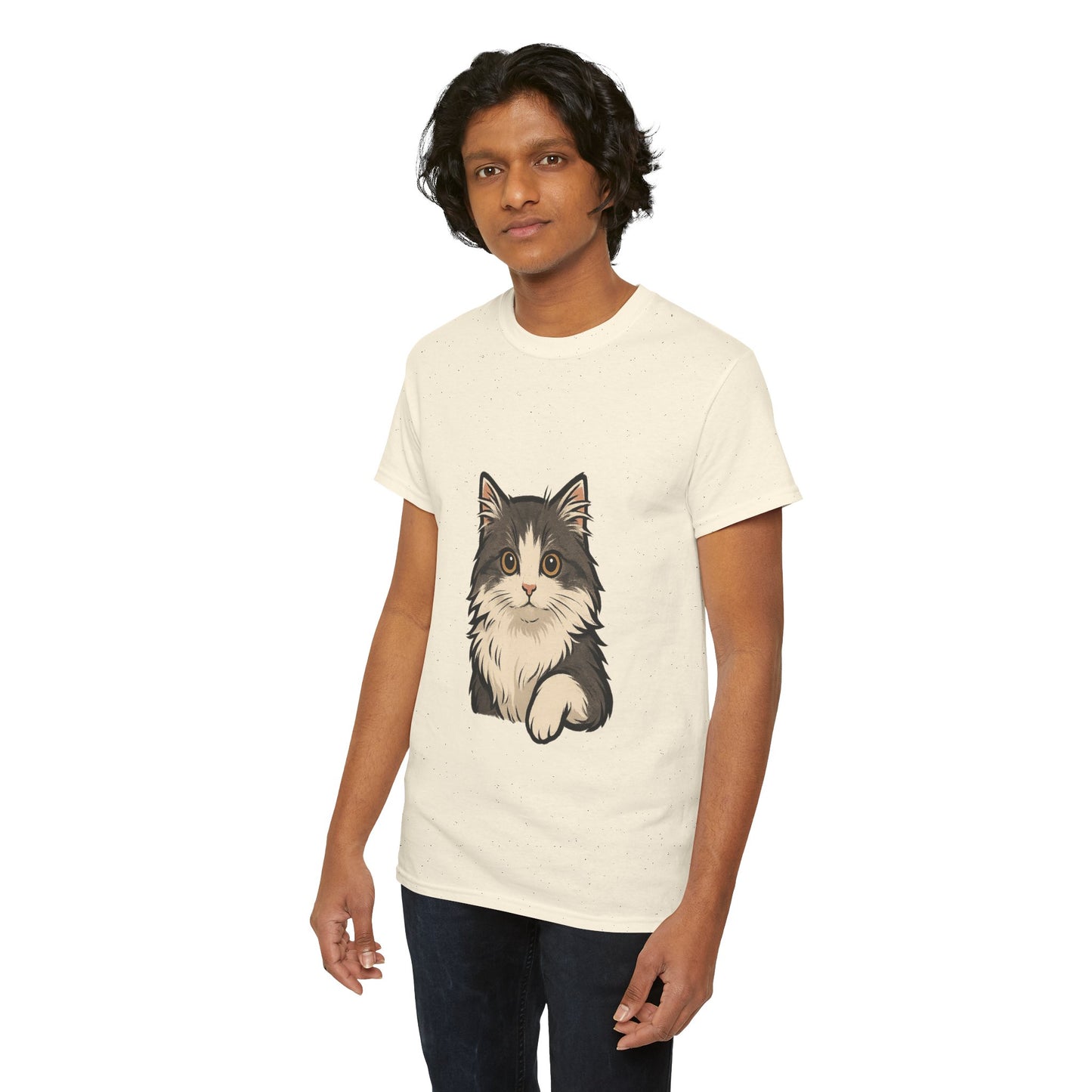 Cute Cat Unisex Heavy Cotton Tee, Animal Lover Gift, Pet Owner Shirt, Cat Lover Apparel, Animal Themed Tee, Casual Everyday Wear
