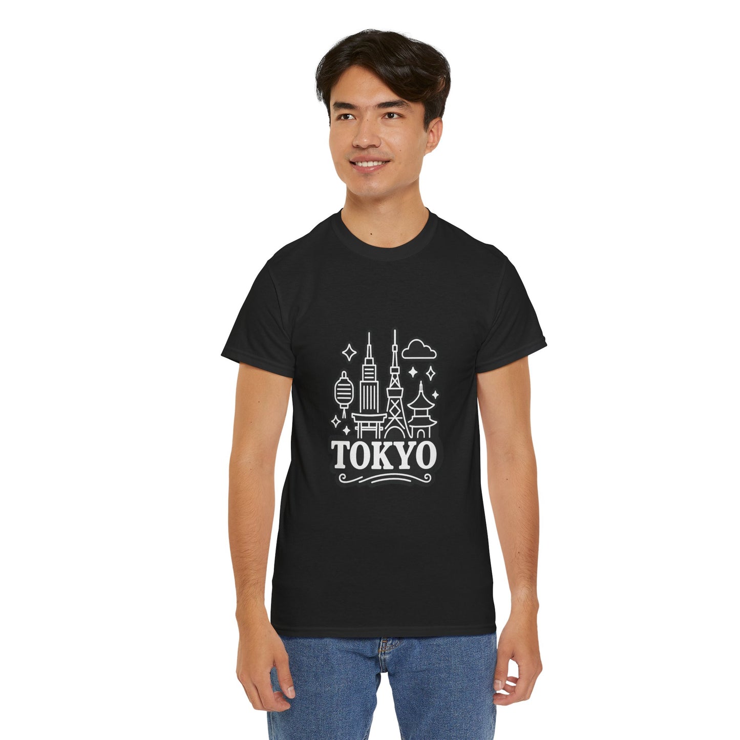 Tokyo Cityscape Unisex Heavy Cotton Tee, Graphic Tee, Travel T-Shirt, Urban Outfit, Gift for Travelers, Tokyo Lover Apparel