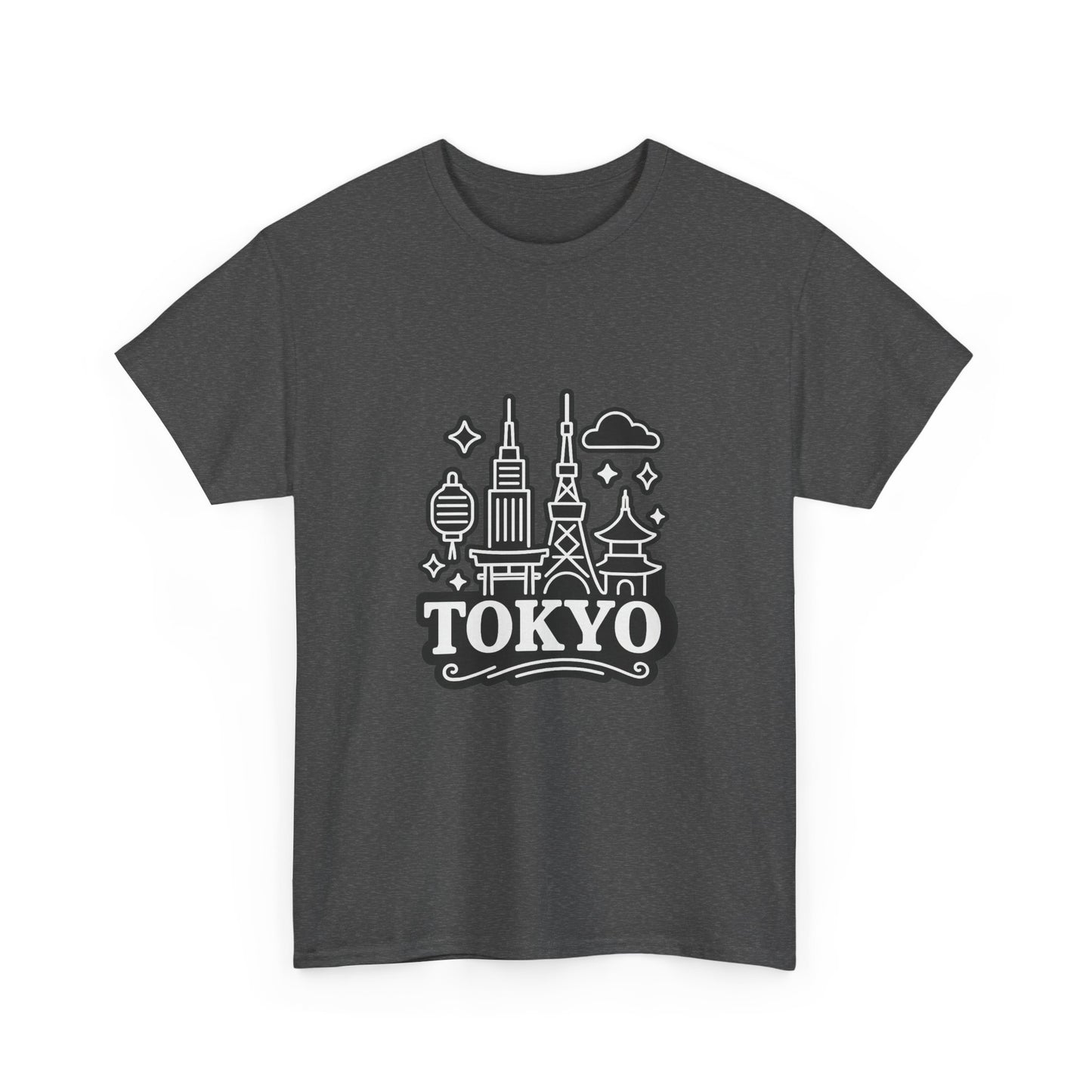 Tokyo Cityscape Unisex Heavy Cotton Tee, Graphic Tee, Travel T-Shirt, Urban Outfit, Gift for Travelers, Tokyo Lover Apparel