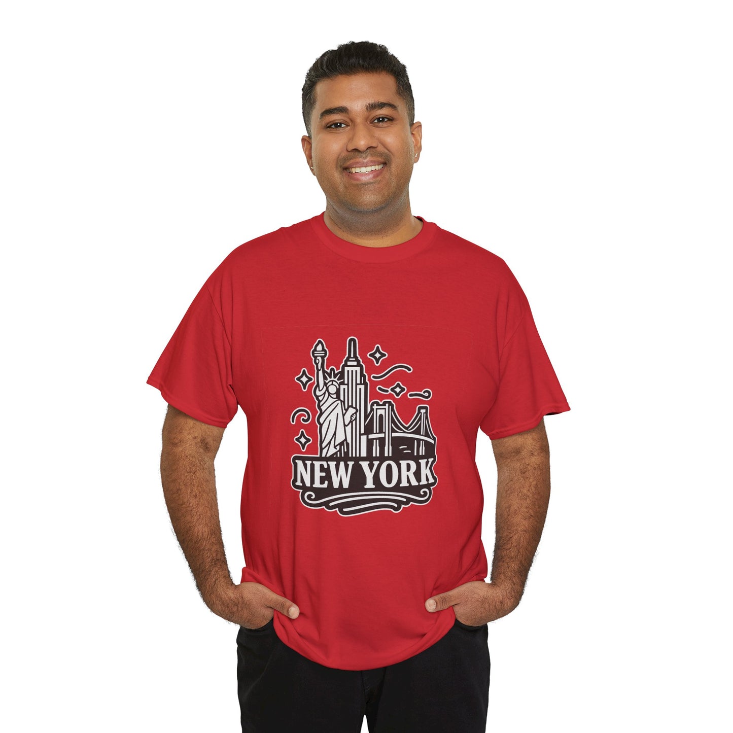 New York Skyline Unisex Heavy Cotton Tee, NYC T-Shirt, Travel Souvenir Shirt, Gift for New Yorkers, Cityscape Apparel